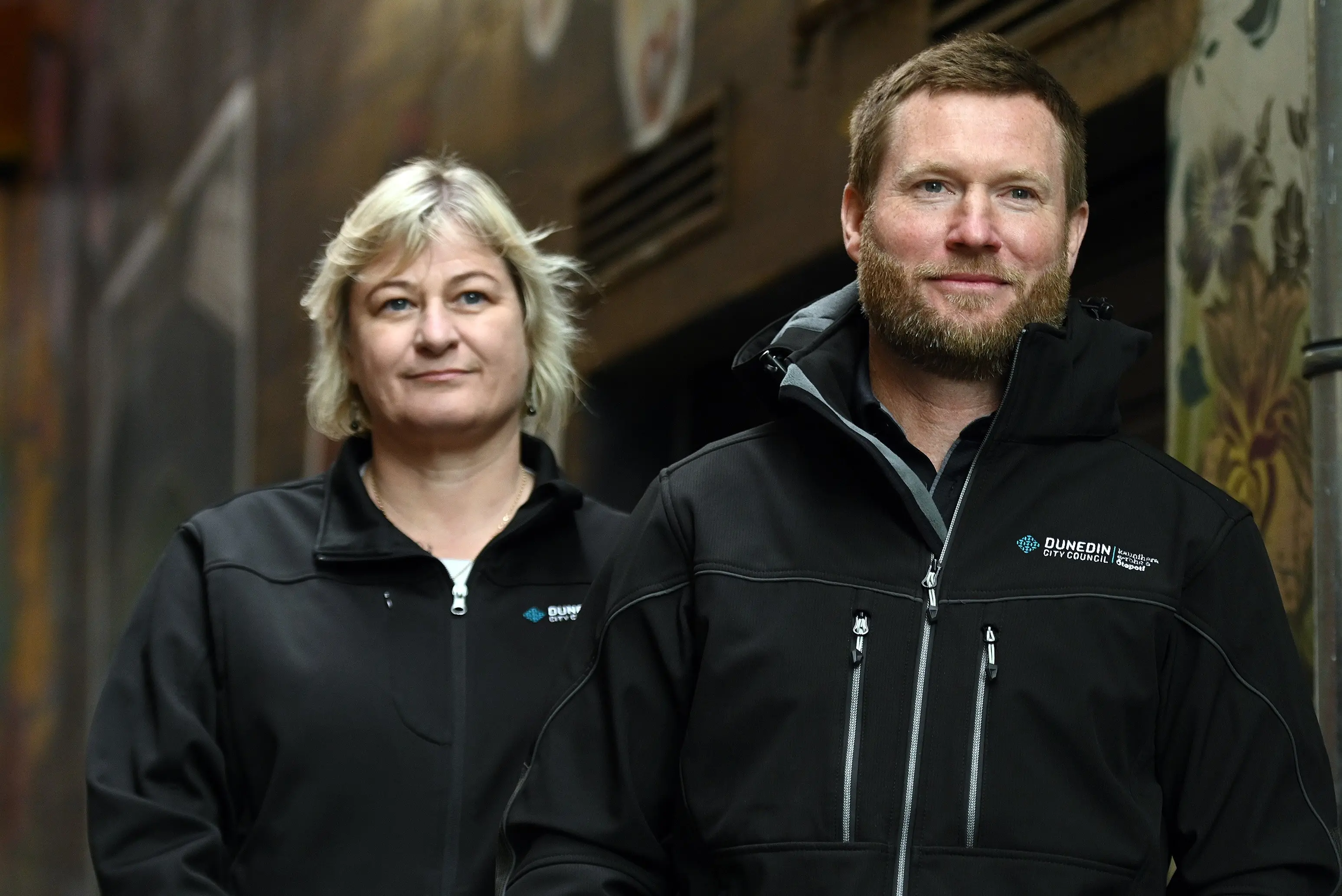 Dunedin City Council homeless outreach advisers Kimberlee Wallace and Jono Airey have settled into their work. Photo: Linda Robertson
