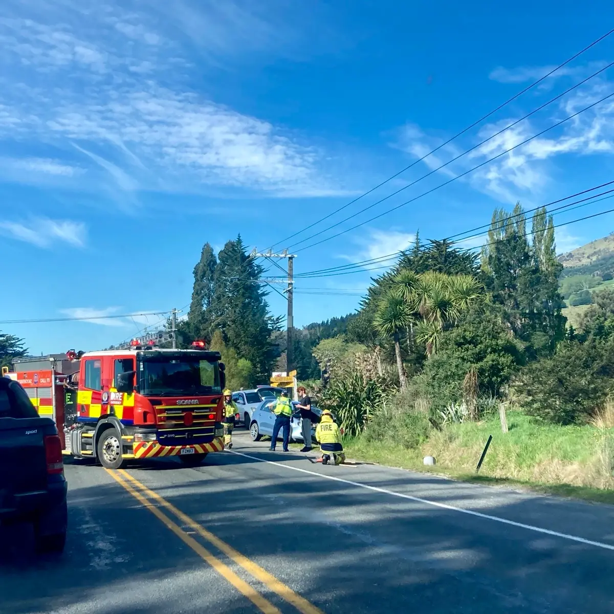 Two-car crash blocks SH1, forcing traffic to divert