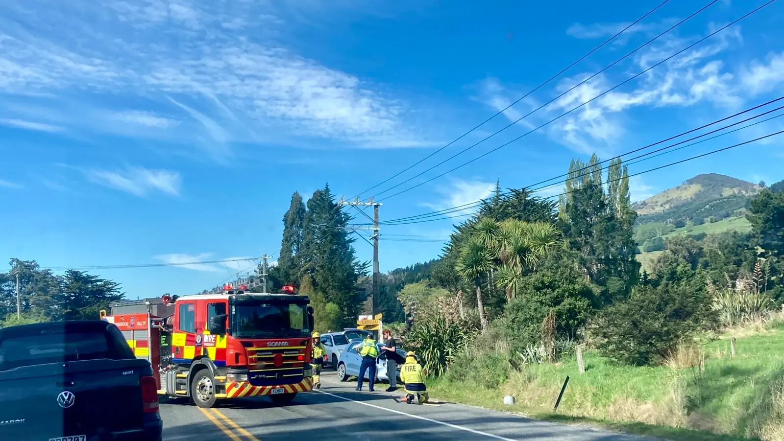Two-car crash blocks SH1, forcing traffic to divert