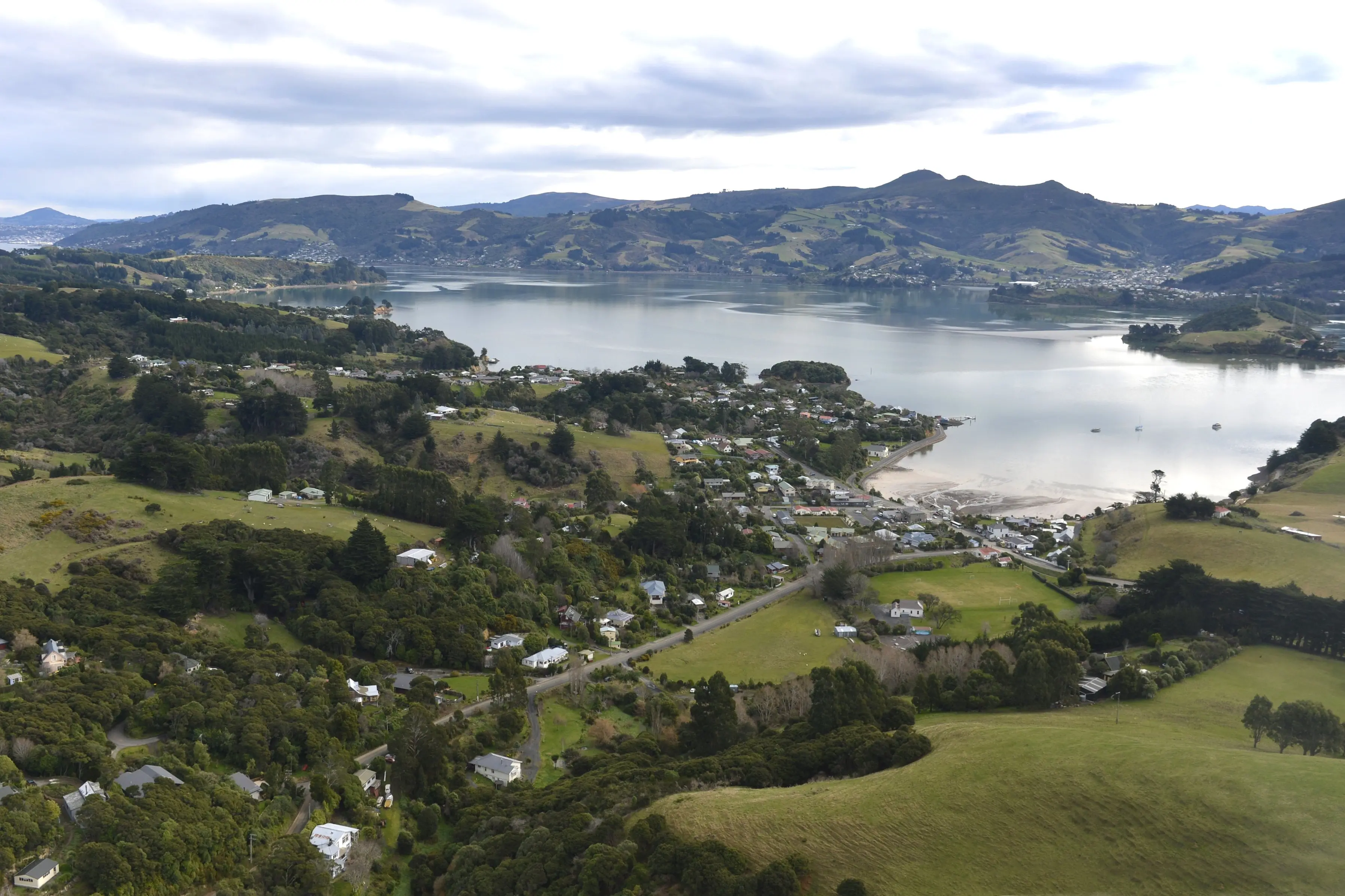 An aerial view of Portobello and Latham Bay, looking up the Otago Harbour towards Dunedin. Photo: Gerard O\\'Brien