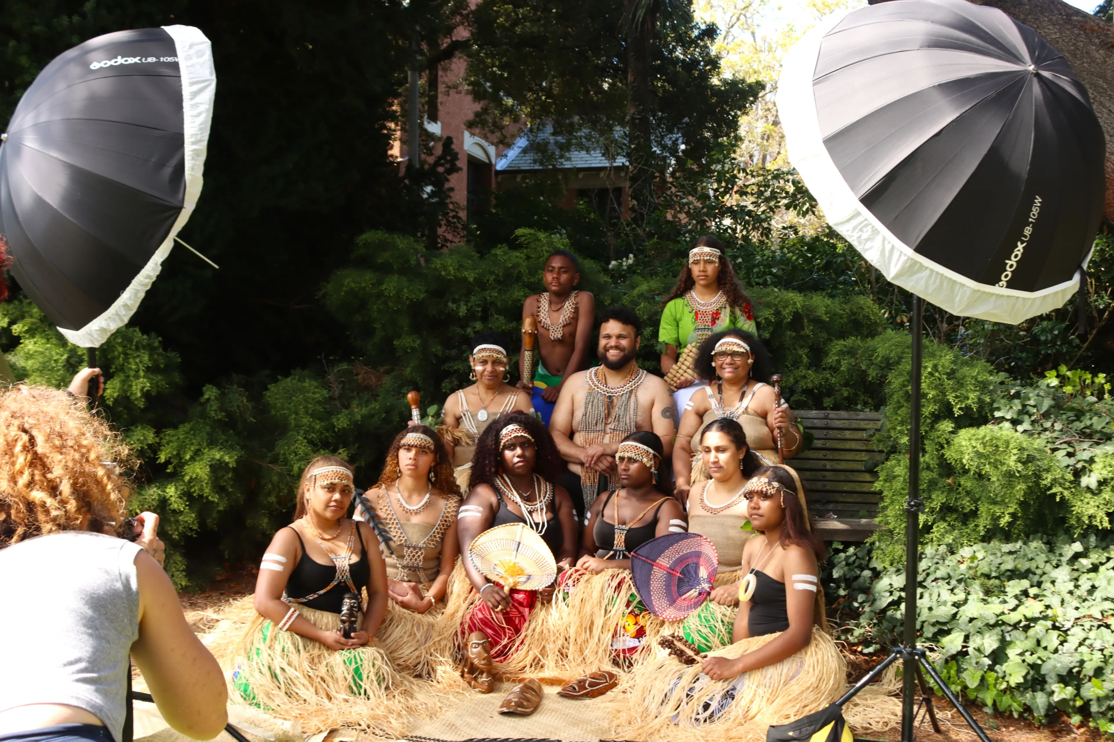 Wellington photographer Jacinta Mauga captures members of the Dunedin Solomon Island Community (from left, top row) Johnson Wate, 12, Elyanah Evans-Tobata (middle row) Corinnen Hundleby, Malcolm Breward, Mama Joy Breward (bottom row) Phillipa Wate, Darcie Evans-Tobata, Evis Takubala, Nancye Kologeto, Lizzie Kagaisuru and Virginia Wate, 18. Photo: Sam Henderson