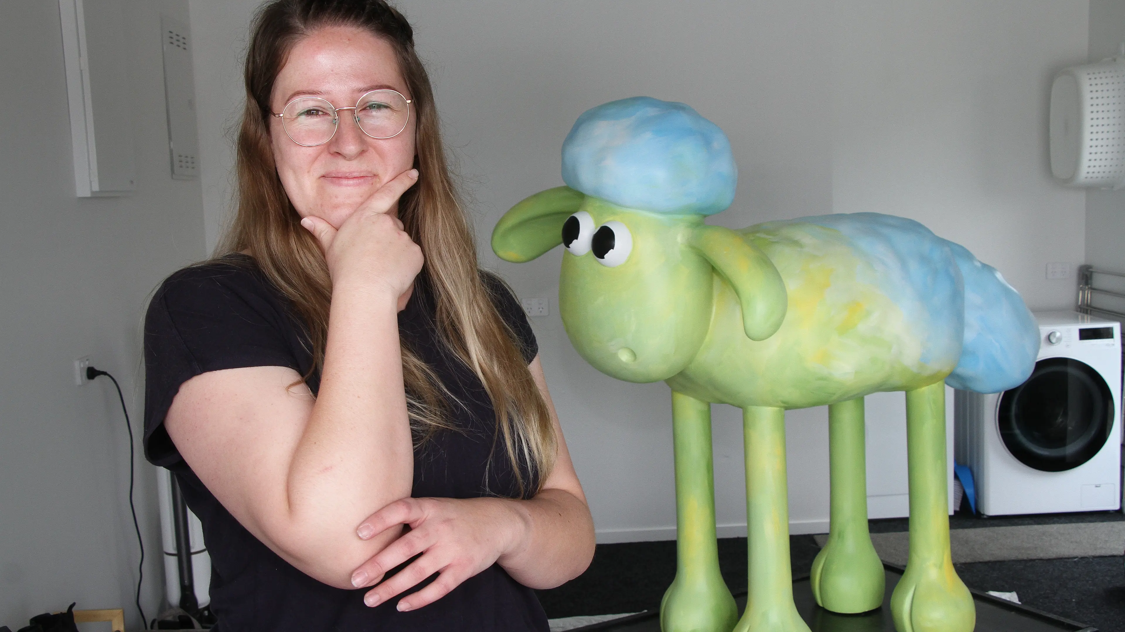 North Canterbury artist paints her version of Shaun the Sheep, for January’s Big Sheep Trail.