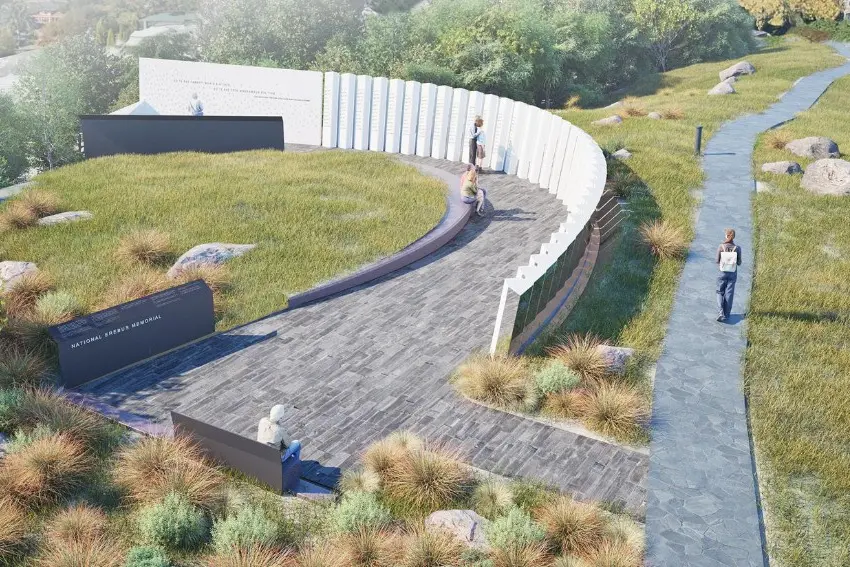 The National Erebus Memorial will open at Cracroft Reserve on December 13. Photo: Ministry for Culture and Heritage
