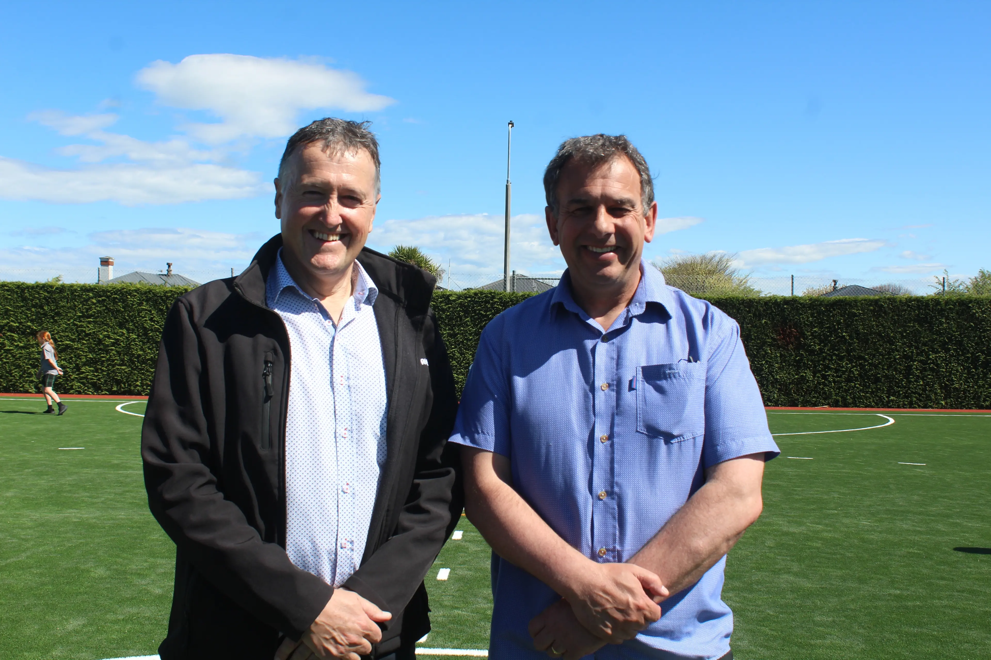 Kerry Forde (left) and Julian Ineson enjoying the newly opened turf on a sunny Monday afternoon. Photo: Tayler Mutton