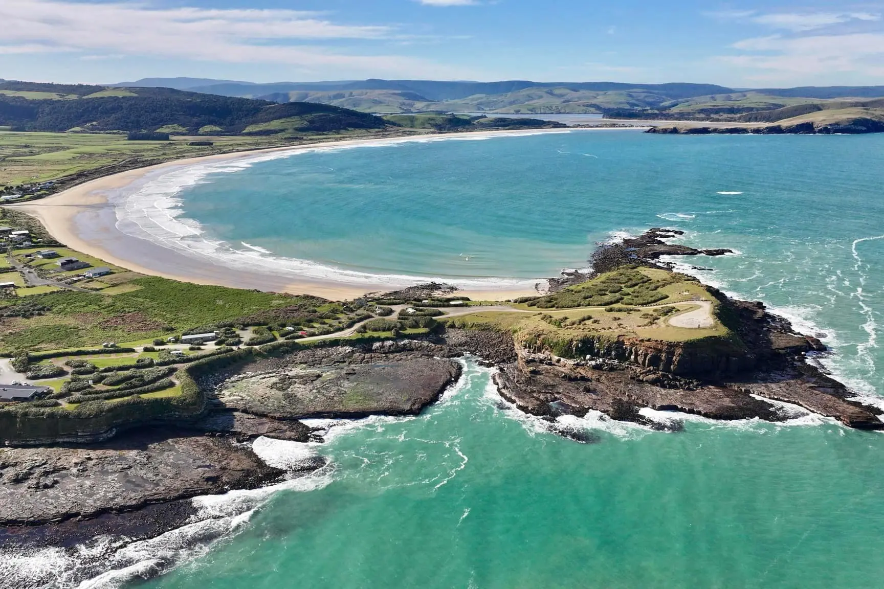 The Curio Bay campground and Curioscape cafe sit at the southern end of Southland\\'s Curio Bay. Photo: Supplied