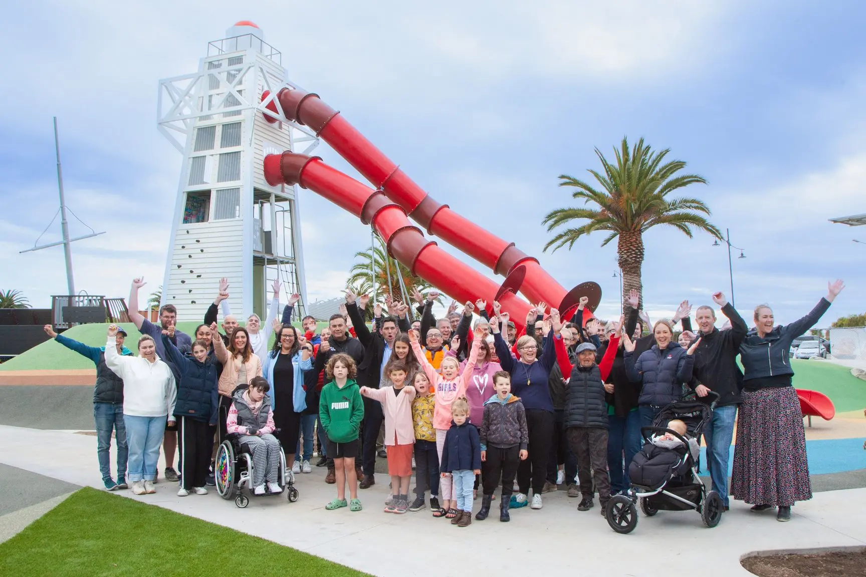 A dedicated committee of volunteers and community support brought Timaru\\'s new playground CPlay to fruition. Photo: Geoff Cloake