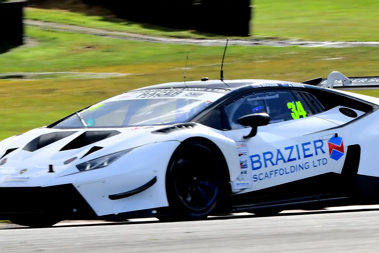 Invercargill driver Glen Brazier and Andrew Waite lead the South Island three-hour championship in their Lamborghini ahead of the resumption of the series at Teretonga this weekend. Photo: Dave Loudon