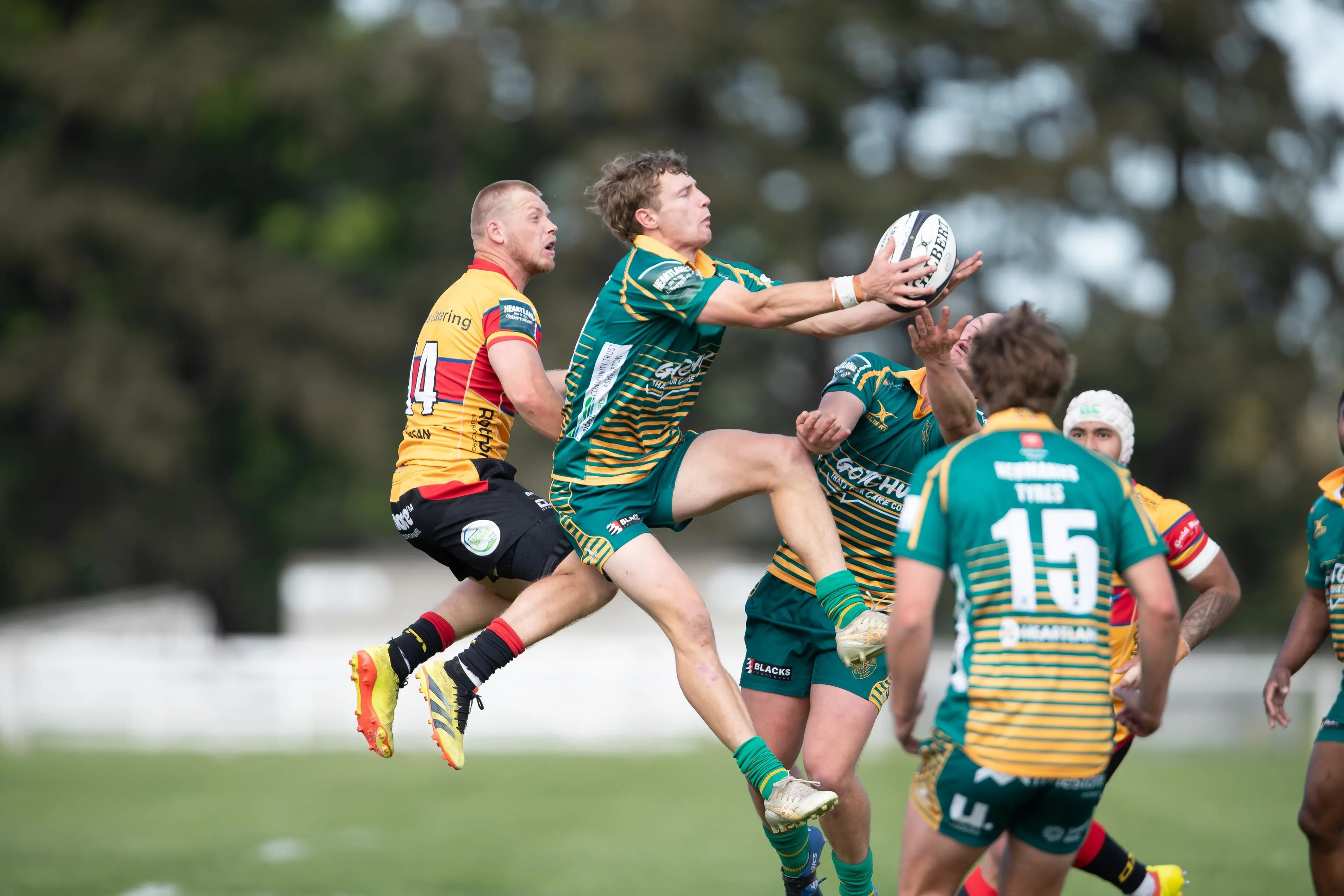 The Mid Canterbury Hammers are defending their 2025 Meads Cup title on Saturday, when the take on King Country at the Ashburton Show Grounds Pictured is Sam Pearce under the highball during last week\\'s semifinal clash with Thames Valley Photo Heather Mackenzie