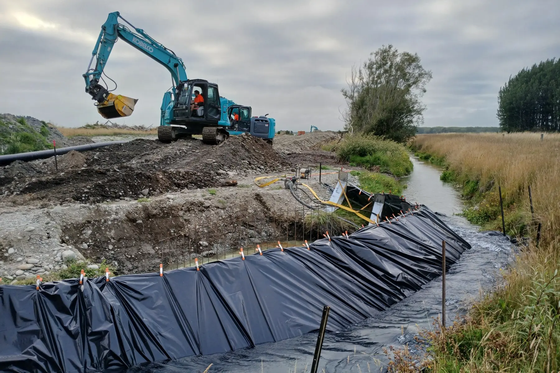Work was done earlier this year to construct a new Lower Waihao water main. Photo: Supplied