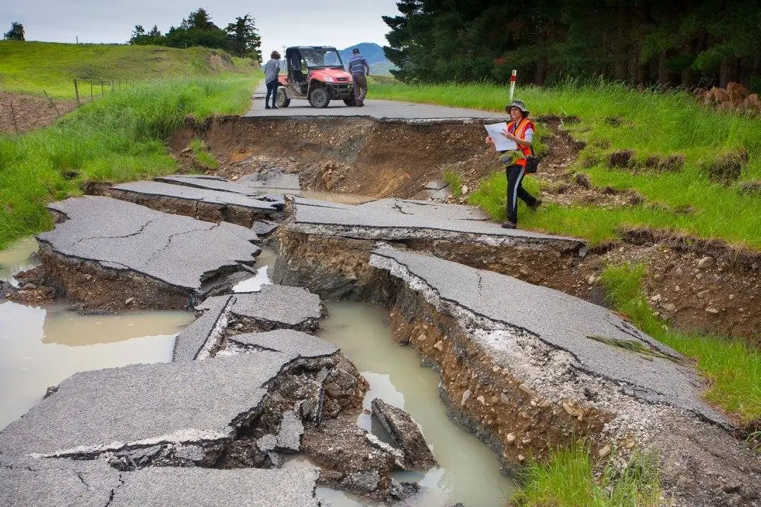 Damaga to the countryside around Waiau following the Kaikoura earthquake. Photo: Dr Kate Pedley