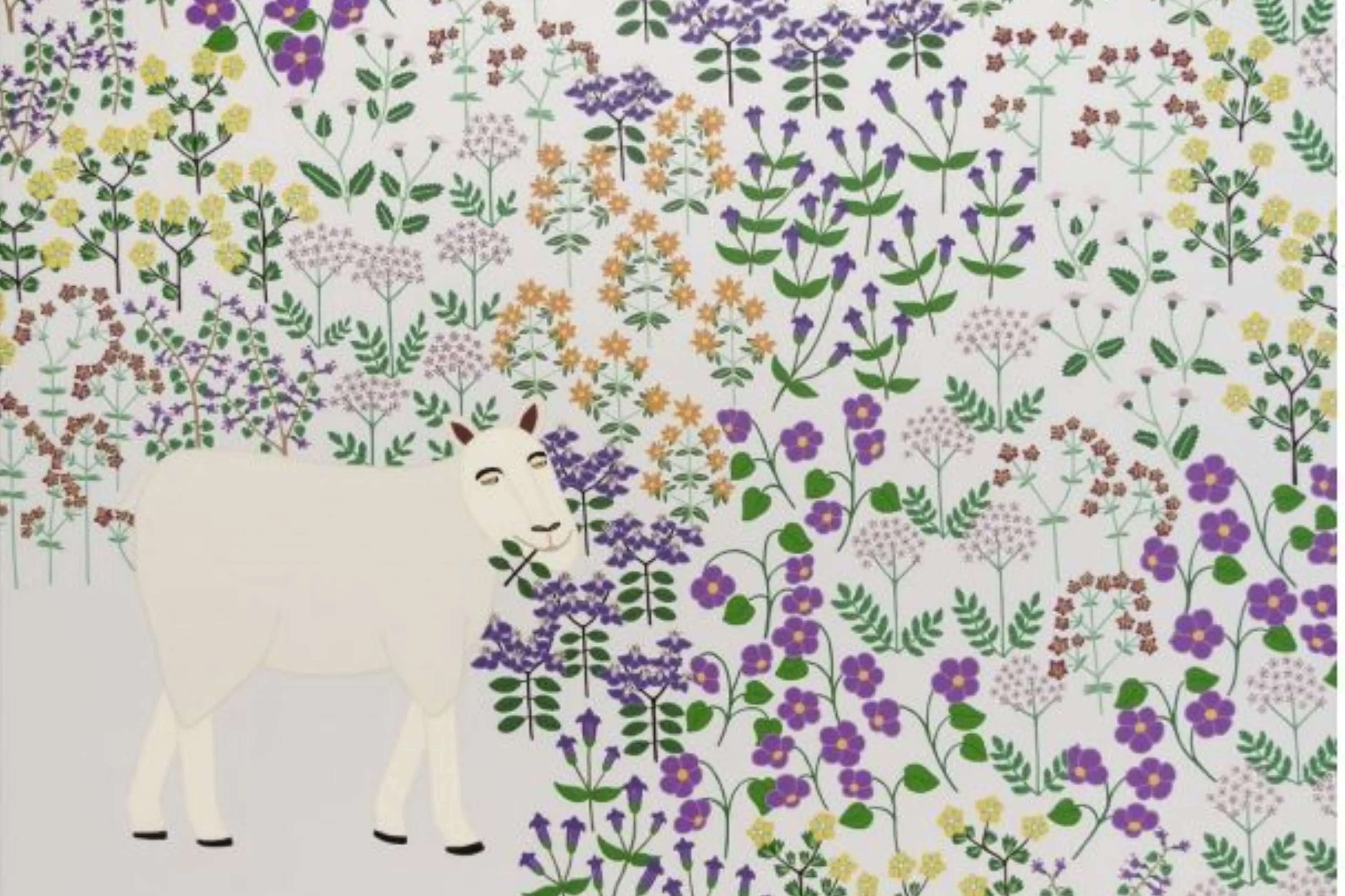 Ayesha Green, Sheep at Shiaba (detail), 2024, acrylic on canvas. Image courtesy of the artist. Photo: Emily Hartley-Skudder.