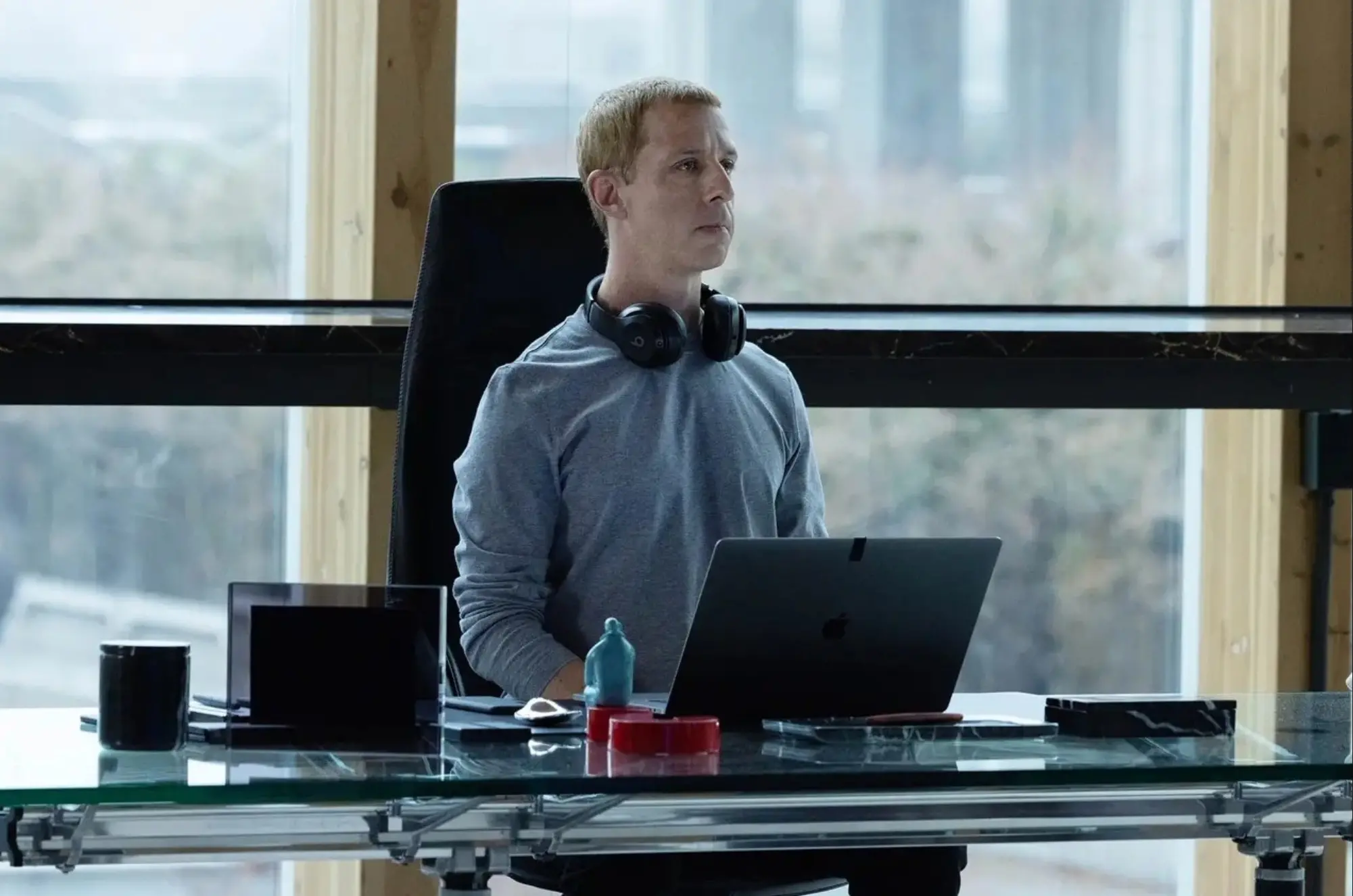 Jeremy Strong plays the role of Facebook and Meta founder Mark Zuckerberg in The Social Reckoning. Image: Sony Pictures