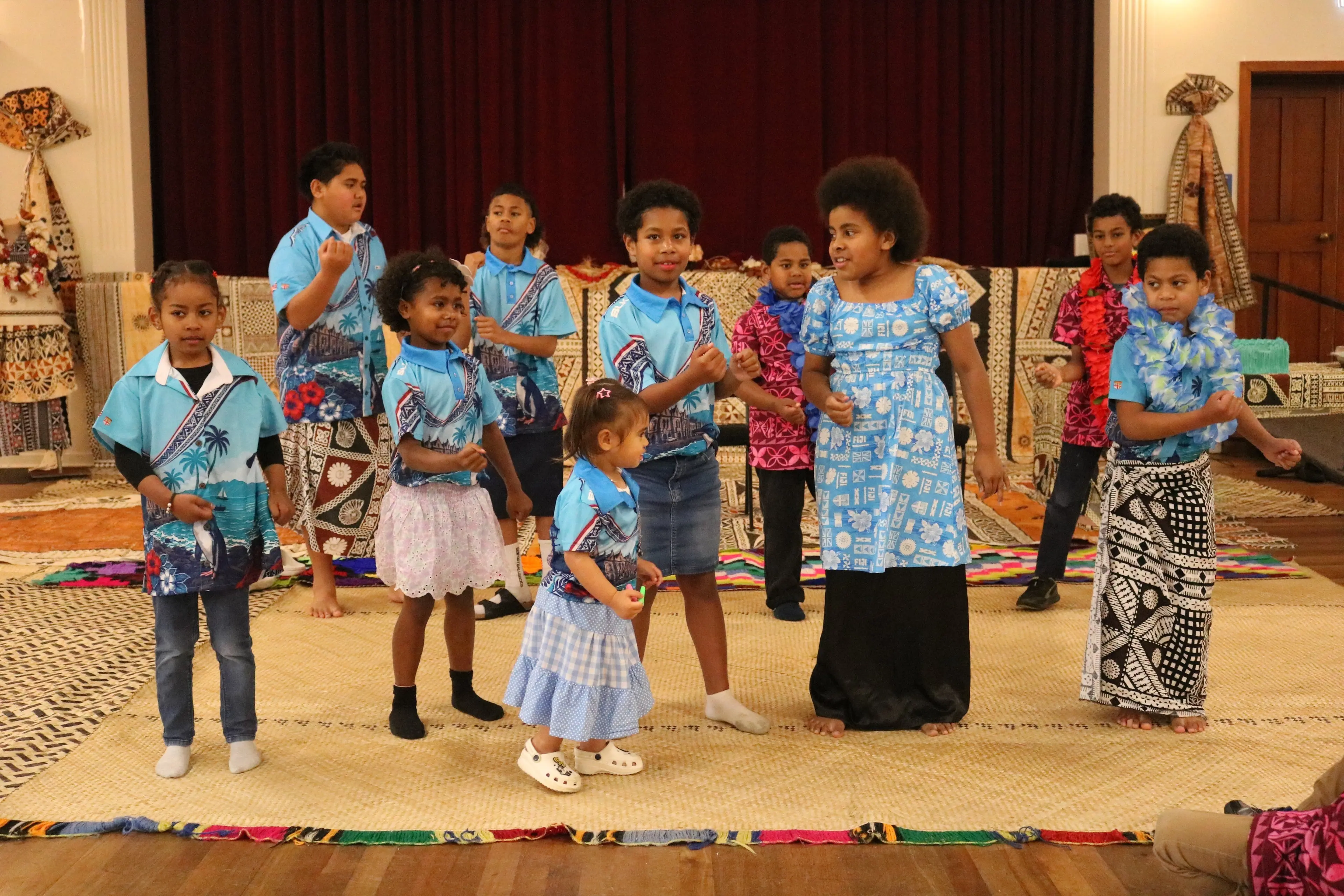 Children perform at the Oamaru Fijian Community Group\\'s celebrations at the Scottish Hall on Saturday. Photo: Jules Chin