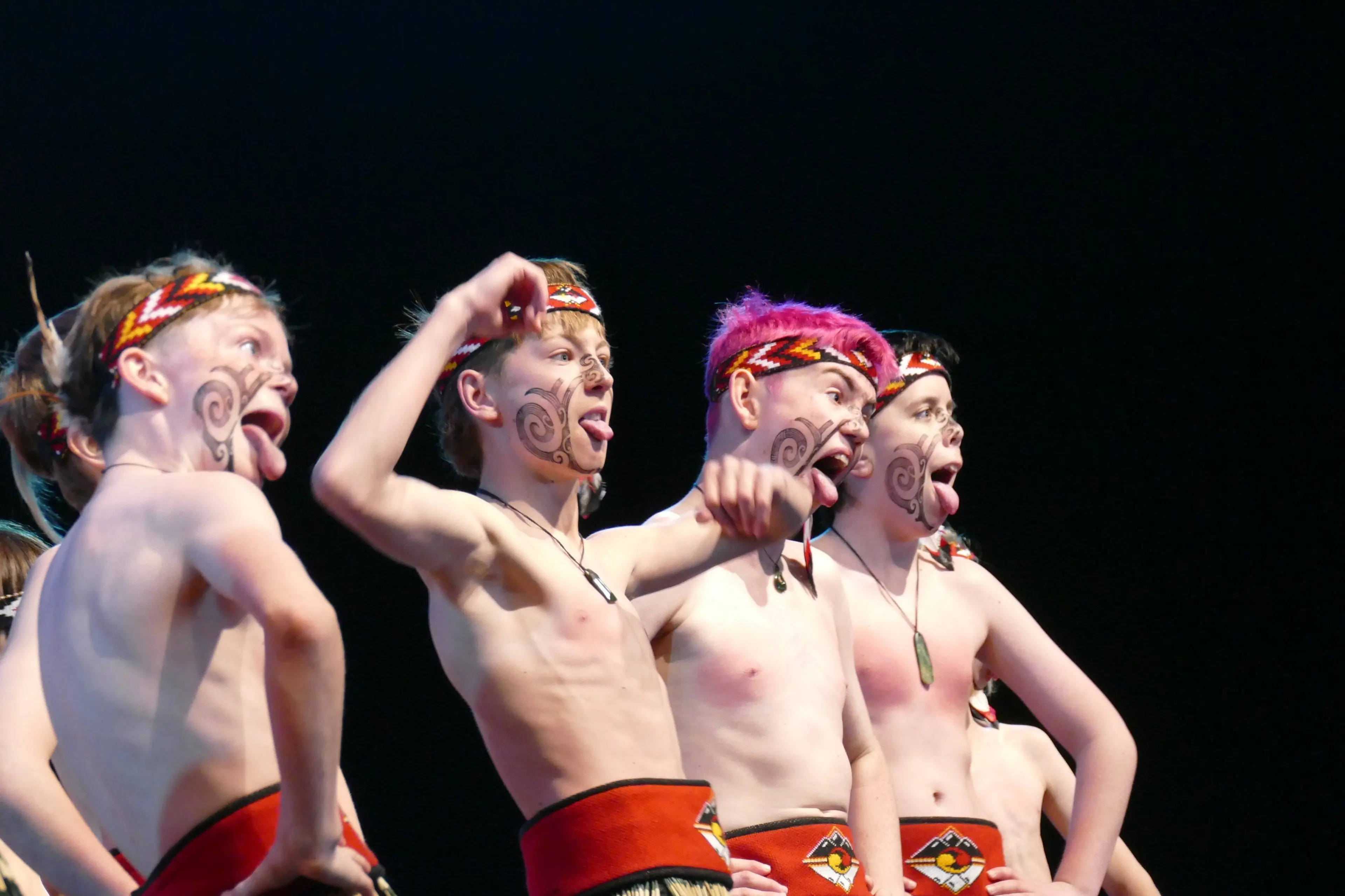 All heart: Arrowtown School\\u00A0K\\u0101muriwai kapa haka group members,\\u00A0from left, Charlie Pagan, Henry Manser, Owen Bennie and Archie Beaton perform at last year\\u2019s Central Lakes Polyfest.