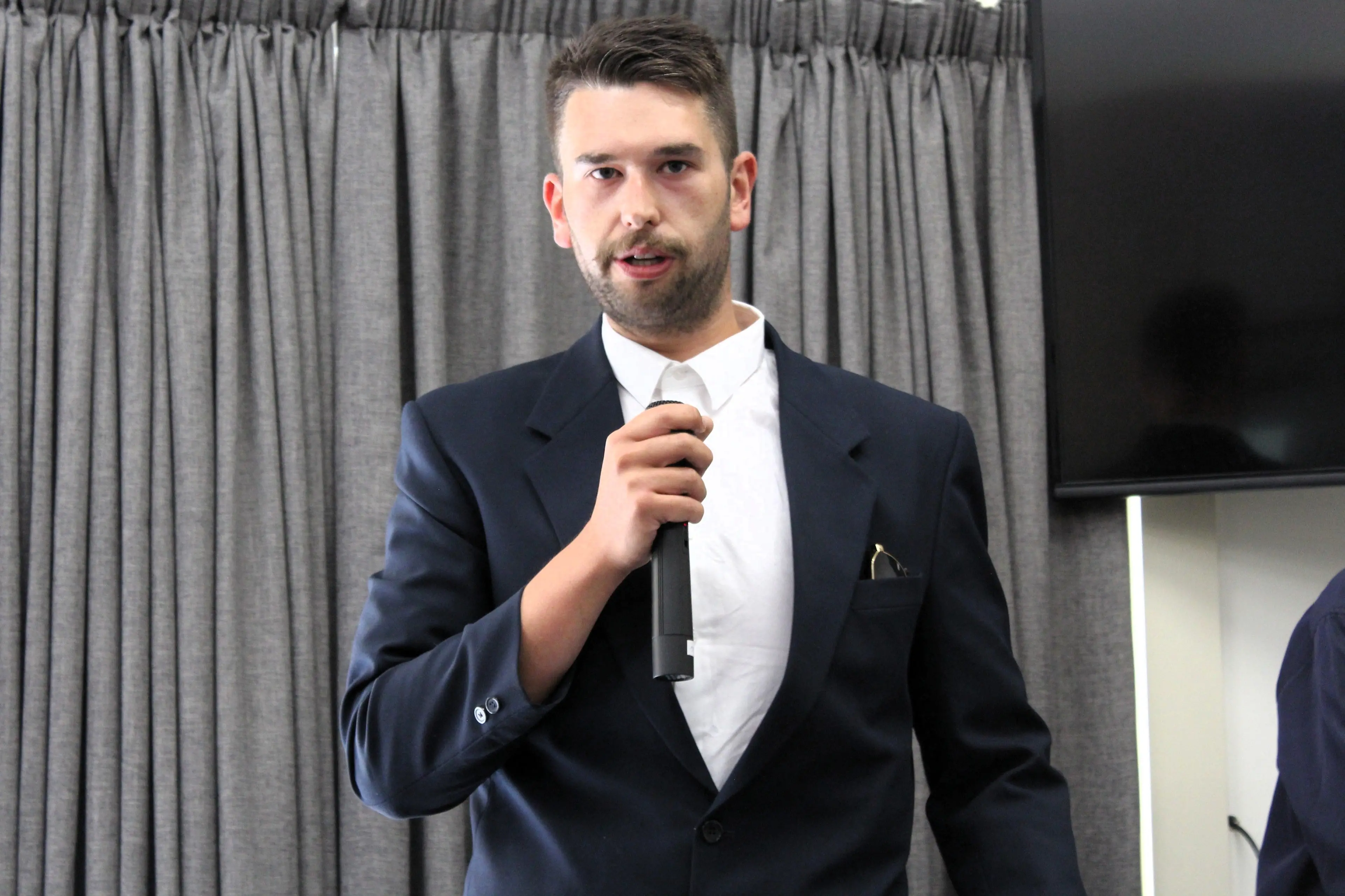 Independent candidate Oliver-John Hill-Hughes advocated for overhauling welfare and leaving the Paris Climate Agreement before revealing that Stuart Smith had blocked him on Facebook. Photo: Kira Carrington/LDR.
