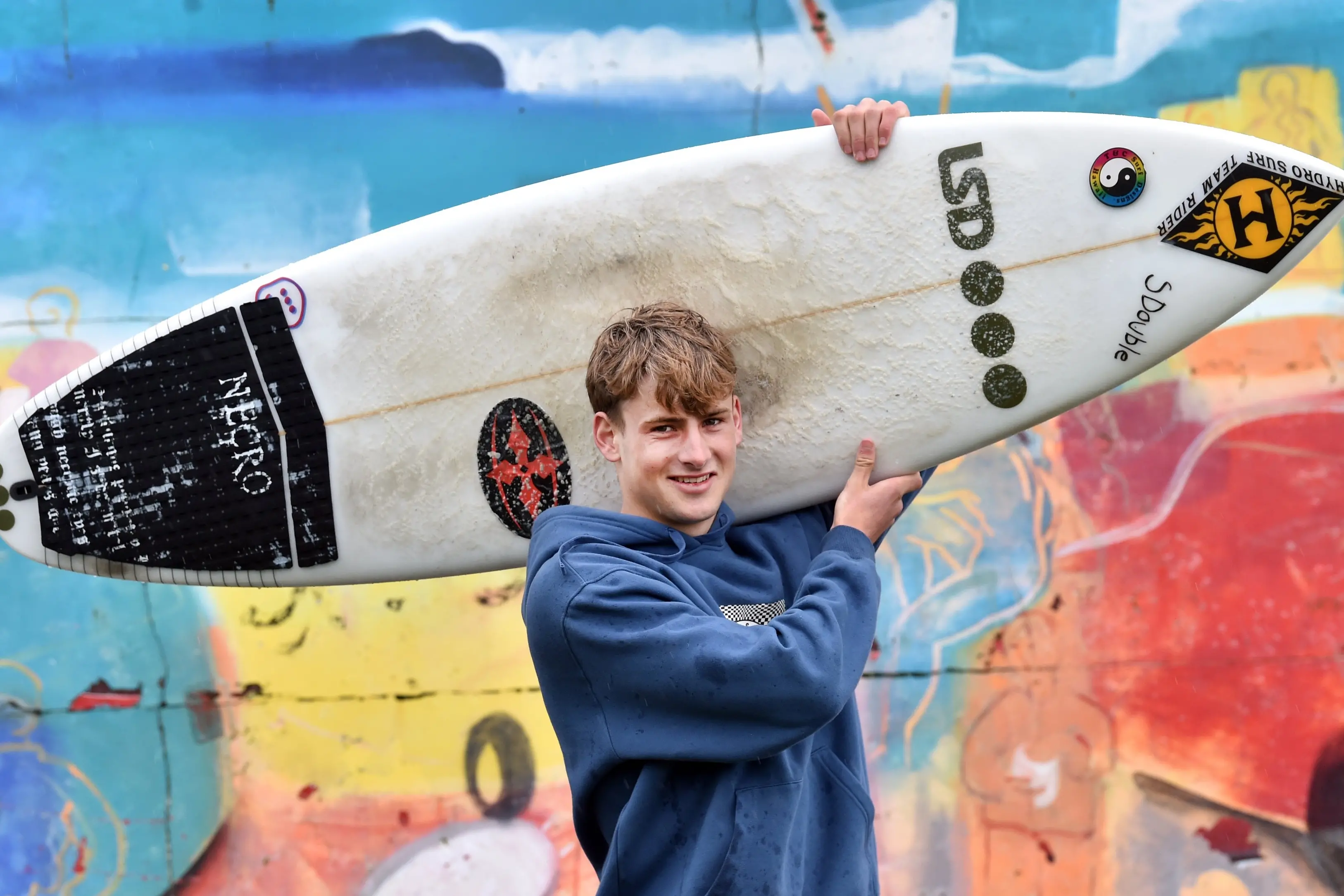 Lewis Murphy, 19, of Dunedin will represent New Zealand at the ISA World Surfing Games in Peru in November. Photo: Peter McIntosh