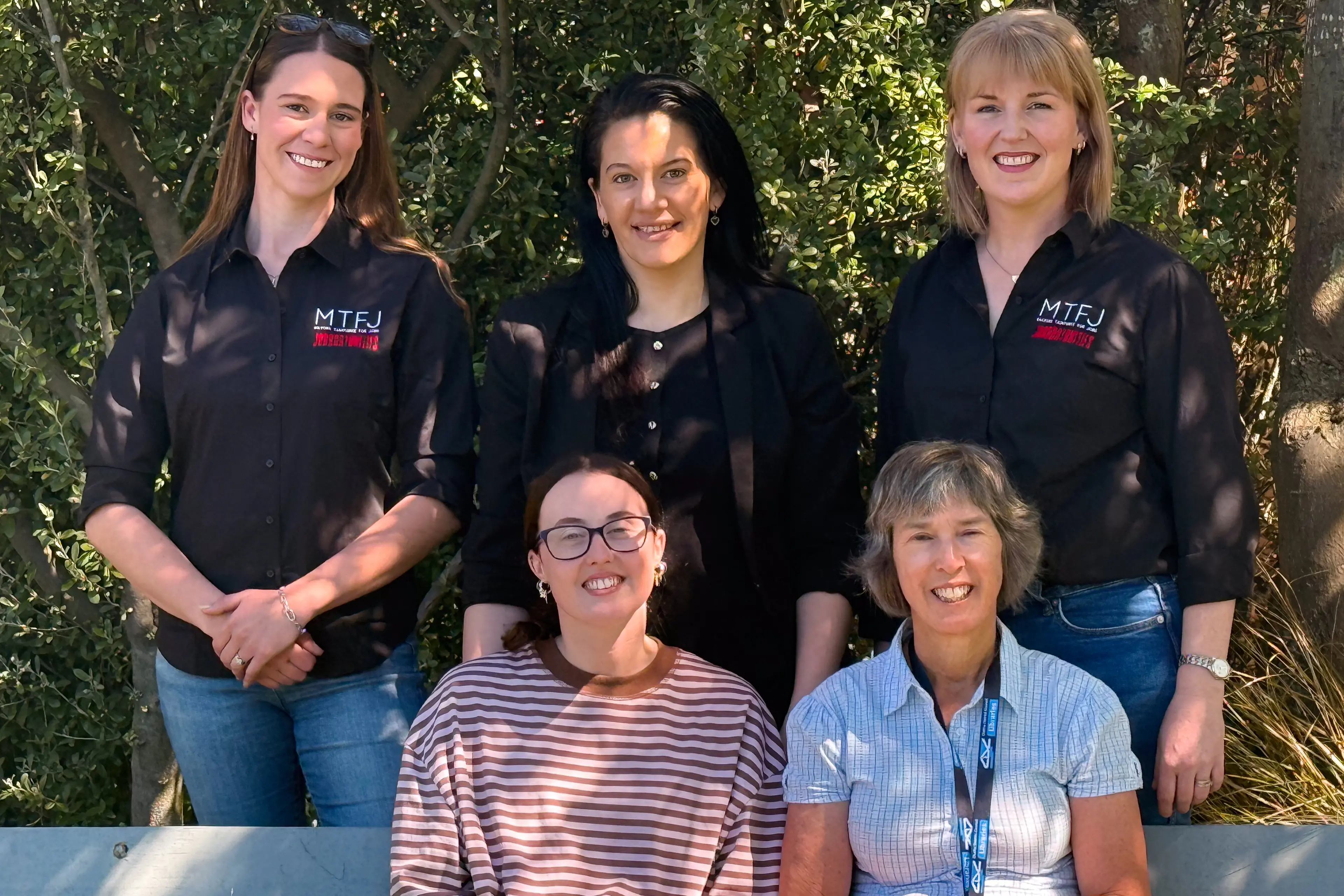 The new Clutha District Council Mayor\\u2019s Taskforce for Jobs team are (clockwise, from back left) Jobbortunities co-ordinator Tiana Milford, Rangatahi Pathways manager Tanya Ridings, Jobbortunities manager Helen van der Linden, Clutha youth worker Rachael Walker and council community development team leader Lilly Paterson. Photo: supplied