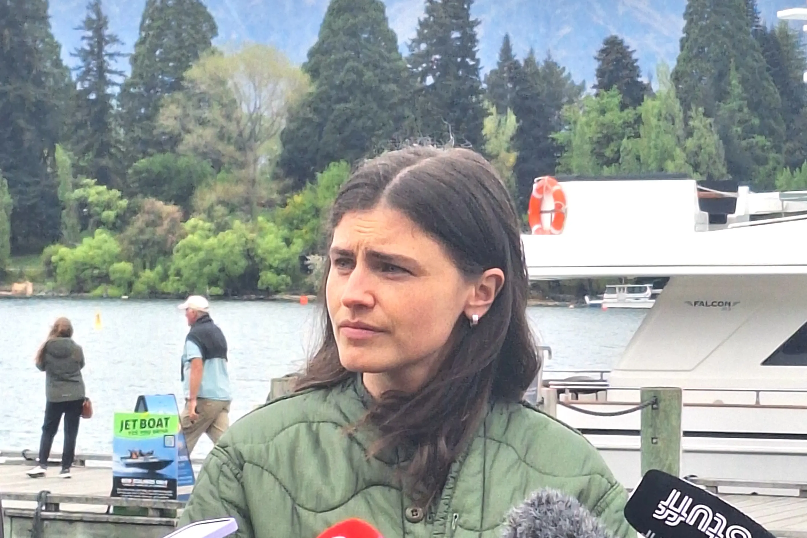 Green Party co-leader Chloe Swarbrick talks about bed taxes while in Queenstown on Wednesday. Photo: Guy Williams