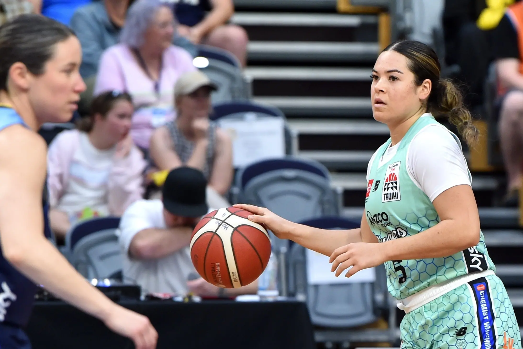 WNBA and Tokomanawa Queens guard Charlisse Leger-Walker in action in Dunedin last weekend. Photo: Peter Mcintosh.