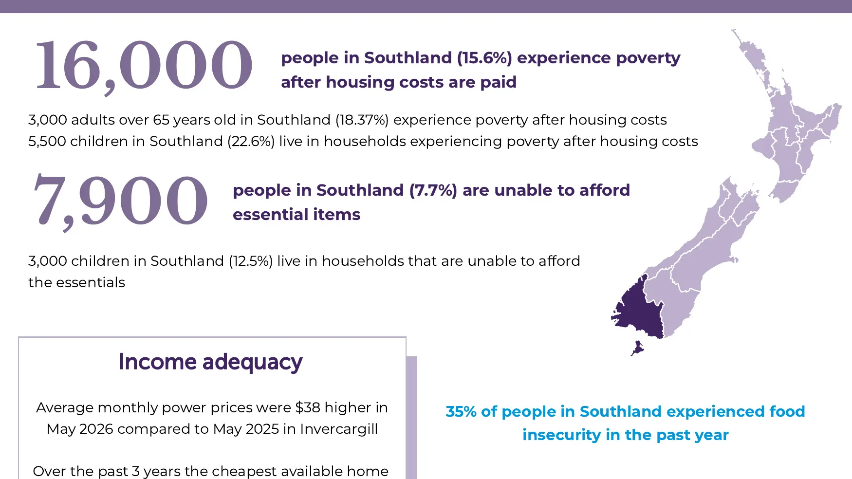 Snapshot reveals how cost of living is affecting Southlanders