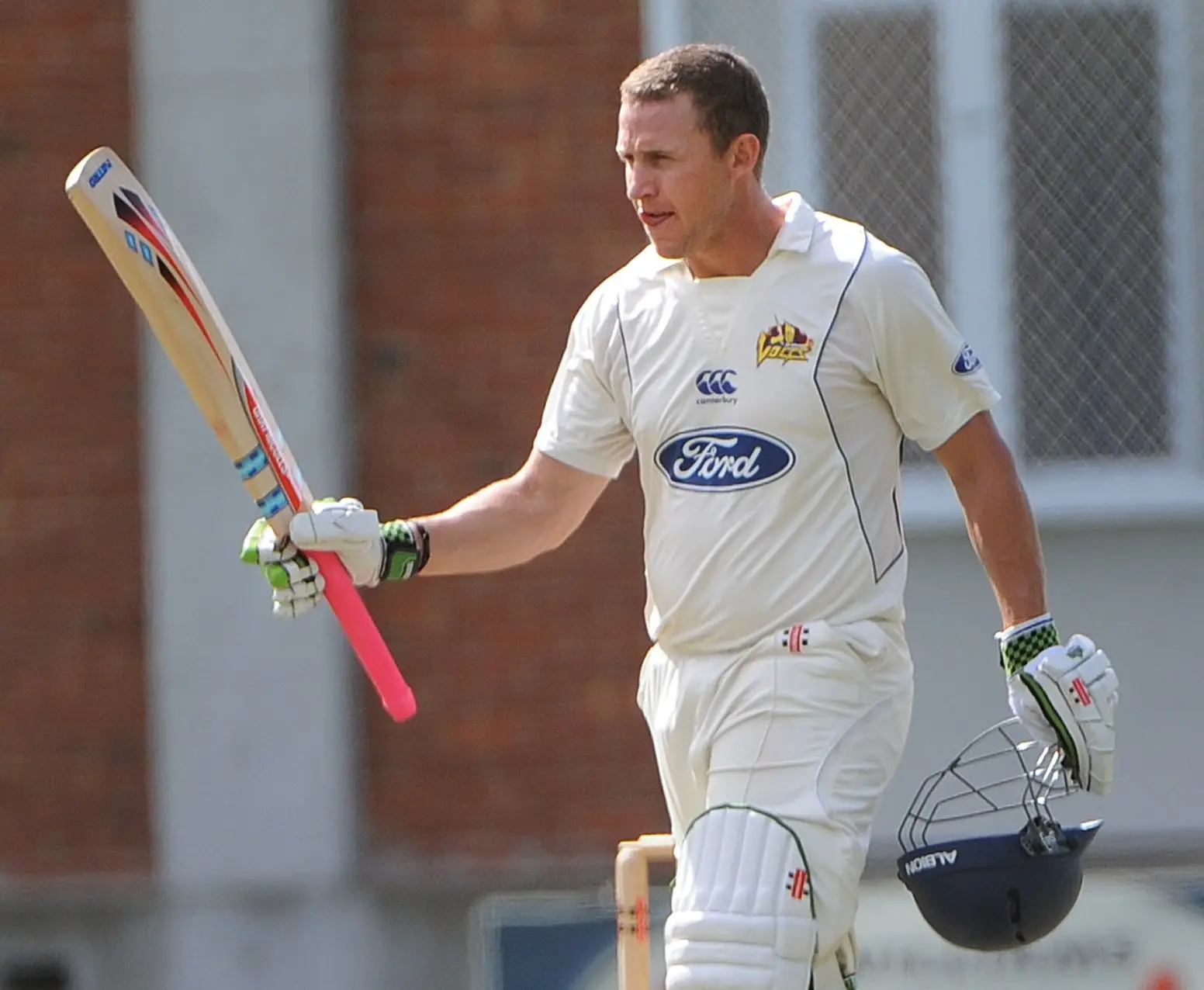 Craig Cumming celebrates yet another century for Otago. Photo: Peter McIntosh