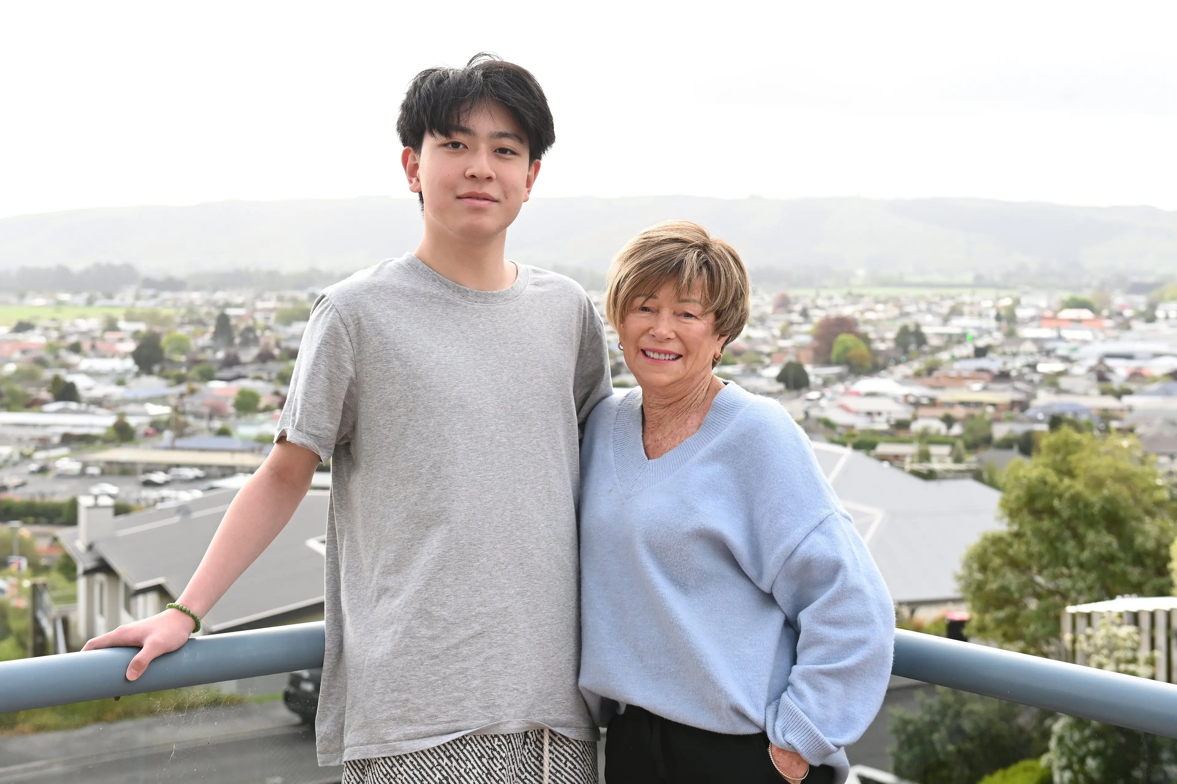 Taieri College student Tylor Chang, 18, an international student from Beijing, with his host mother Maureen Murdoch at her Mosgiel home. Photo: Linda Robertson