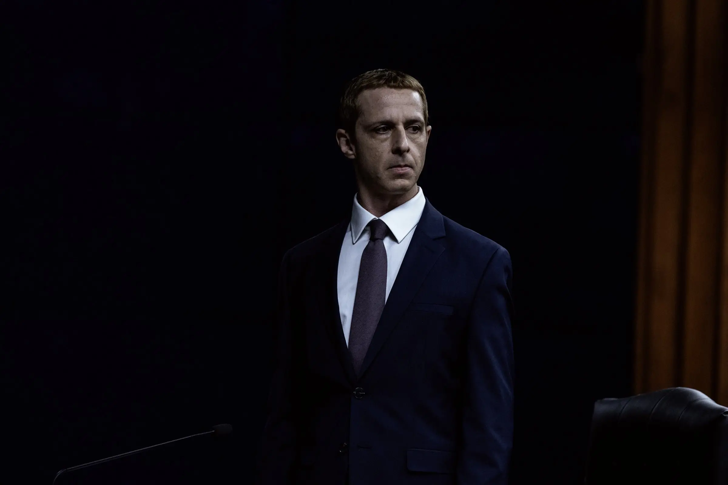 Jeremy Strong as Mark Zuckerberg in the movie \\'The Social Reckoning\\'.  PHOTO: TNS