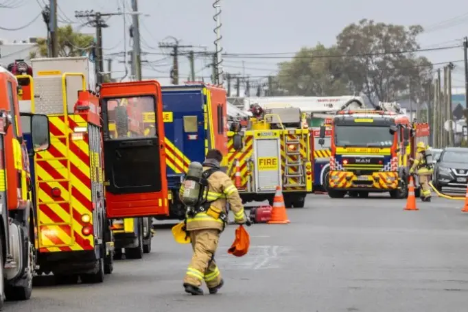 Emergency services at the chemical spill on Coleridge St. Photo: Nathan Mckinnon