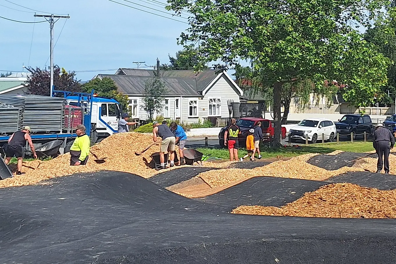 Clutha District Council Community Award winner Joel Crook was among many Milton volunteers who got stuck into the Moore Park Pump Track construction project. Photo: Supplied