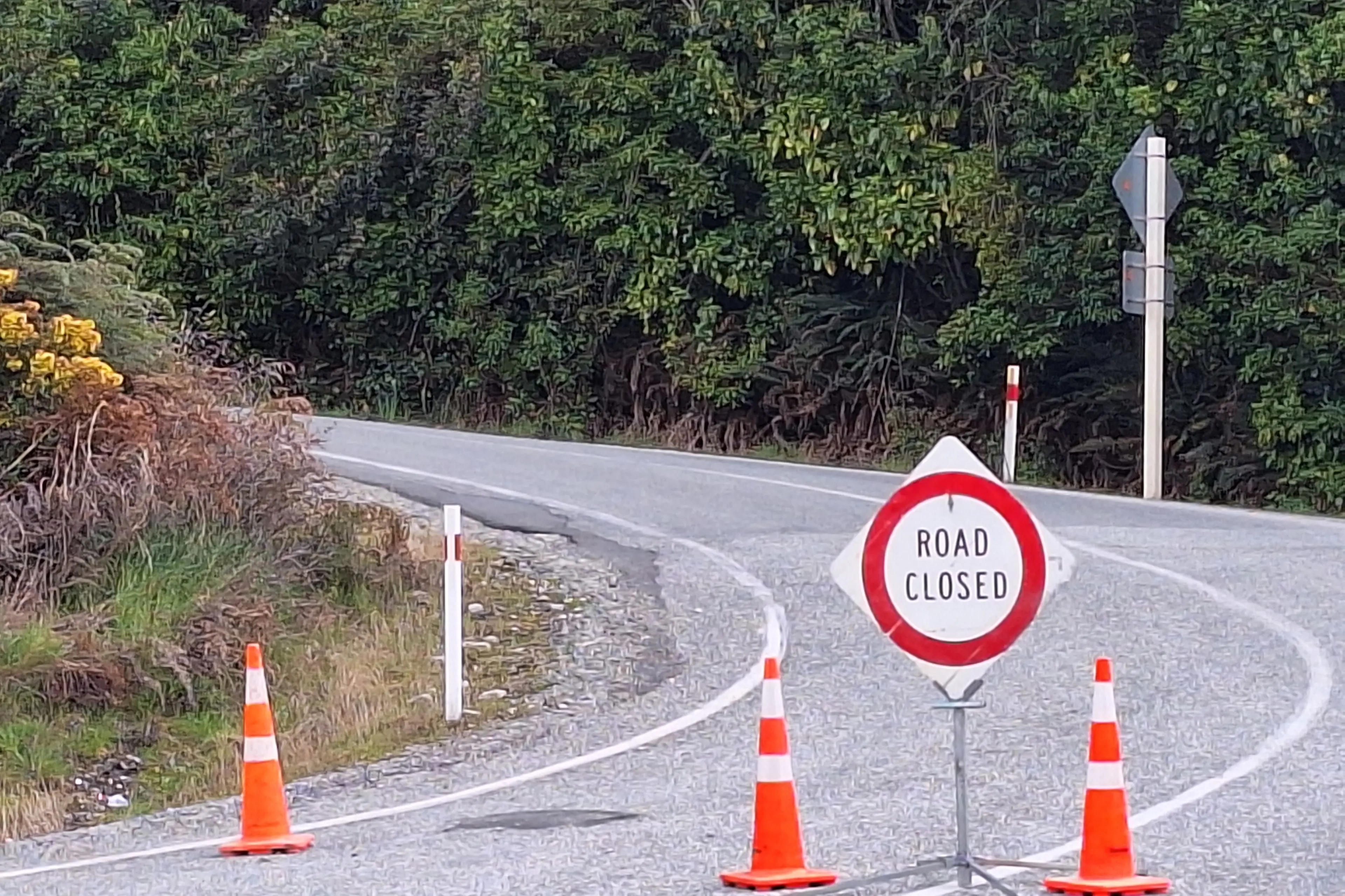 Moke Lake Road was closed because of the accident. Photo: Guy Williams