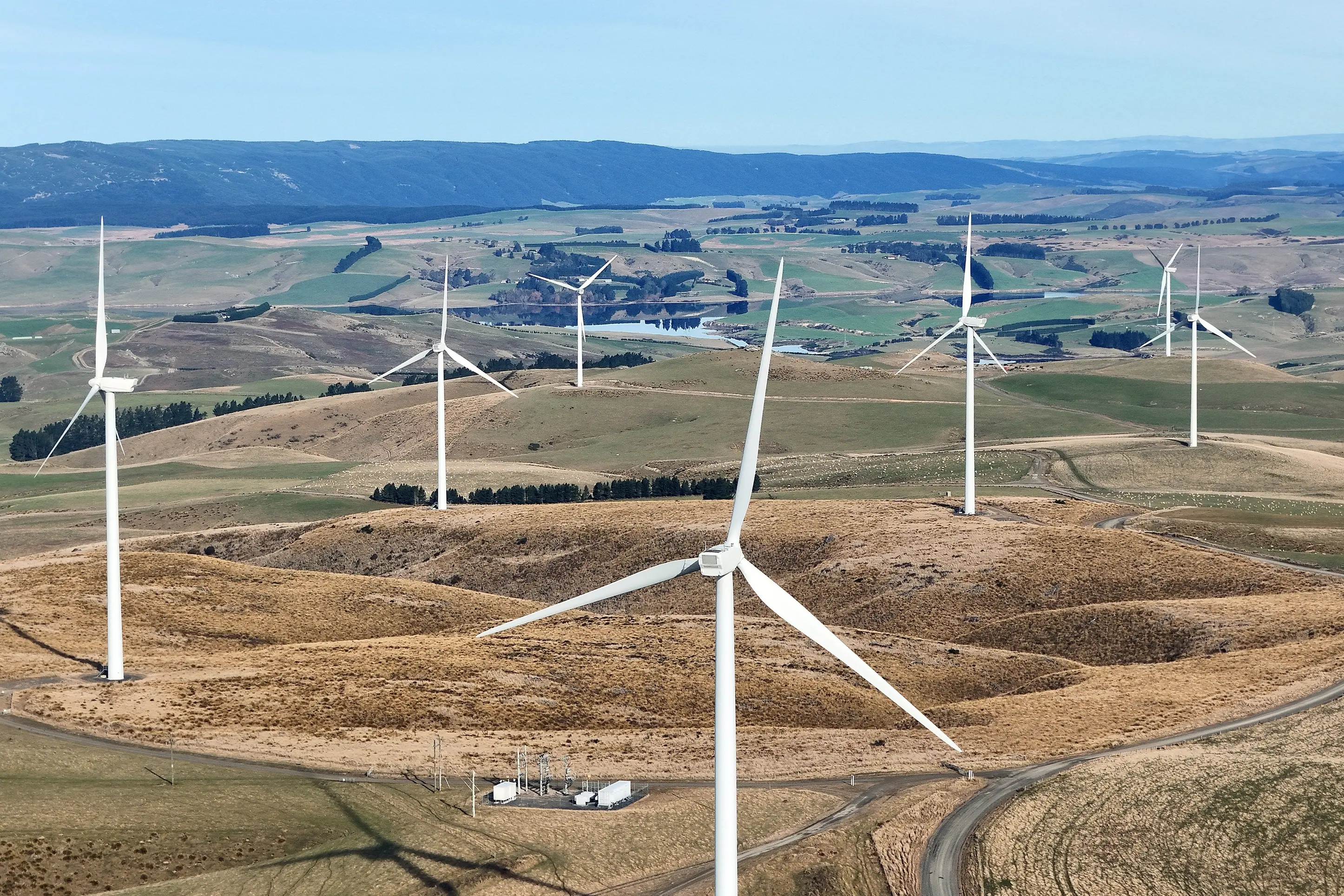 The first stage of Mercury Energy\\'s Mahinerangi wind farm, pictured earlier this year, will be added to when the second stage starts construction next month. Photo: Stephen Jaquiery