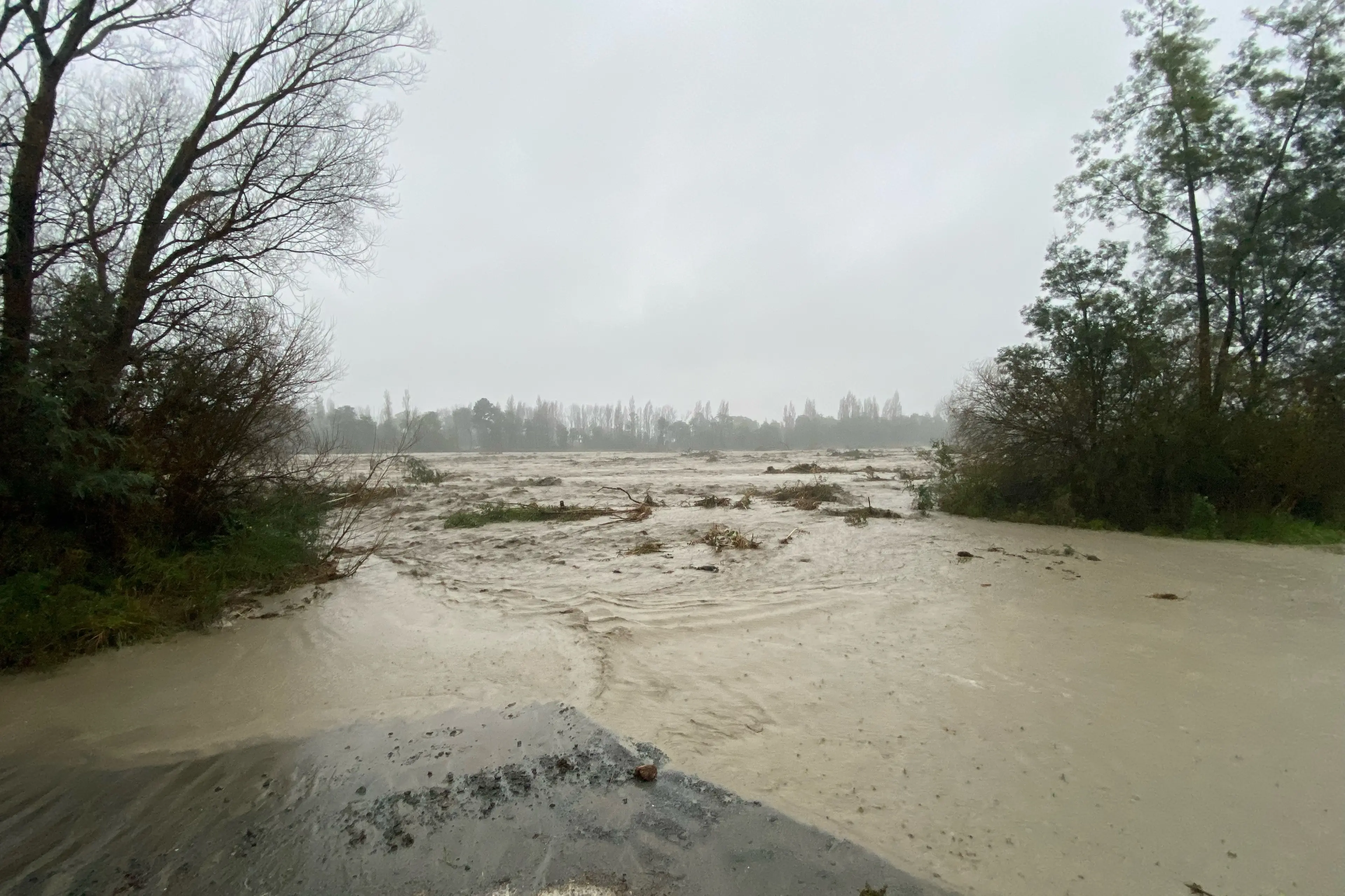 In flood . . . The Kowhai River in flood on July 7. Photo: Supplied by Biddy Getz