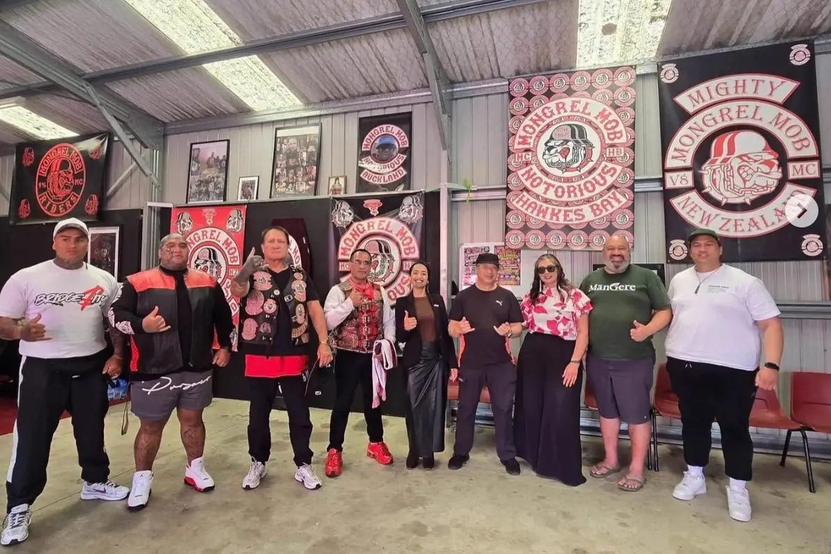 Greens and Te Pati Maori politicians with Mongrel Mob. PHOTO: X Twitter