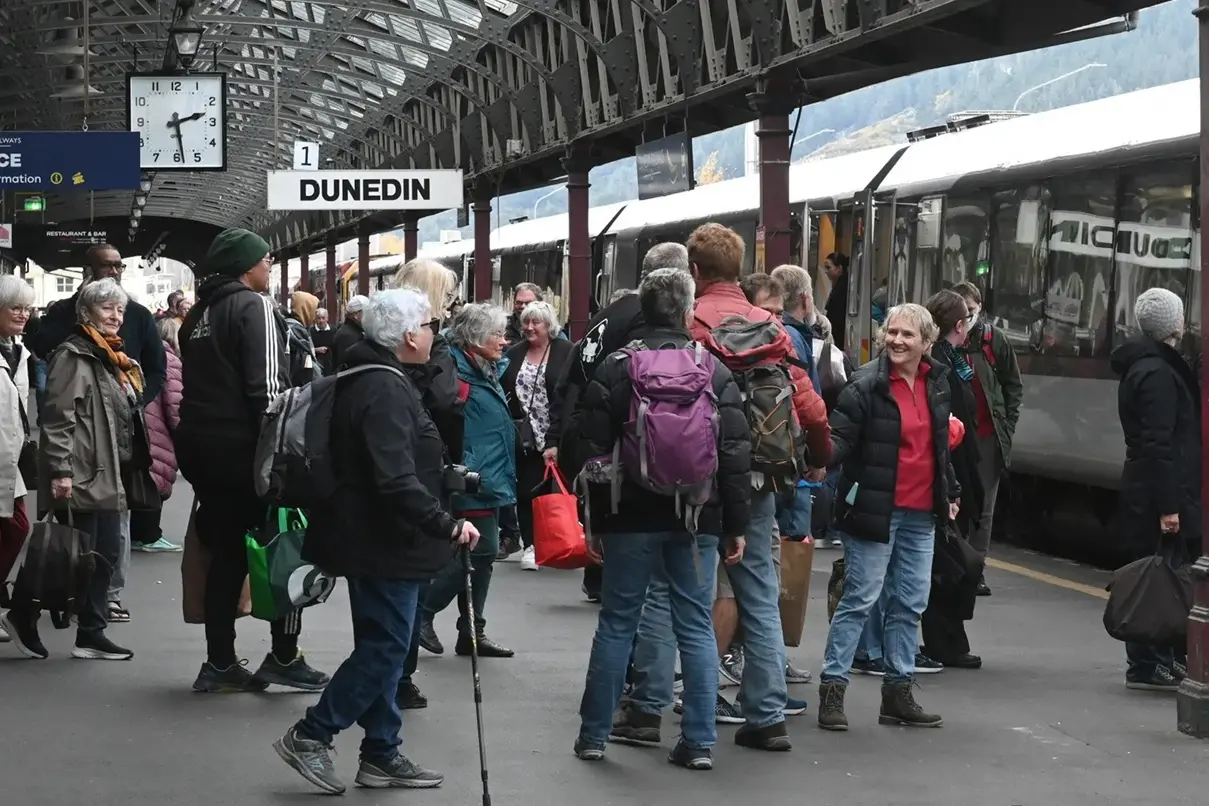 Passengers crowd the platform at Dunedin Railway Station for a Southerner trip to Christchurch in 2025. PHOTO: ODT FILES