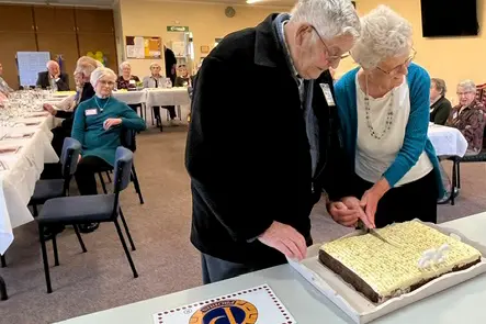 Alexandra Probus oldest member in years of membership Russell Fawcett and the oldest member in years of age Freda Robertson cut the cake at the group\\'s 35th anniversary celebrations. Photo: Supplied