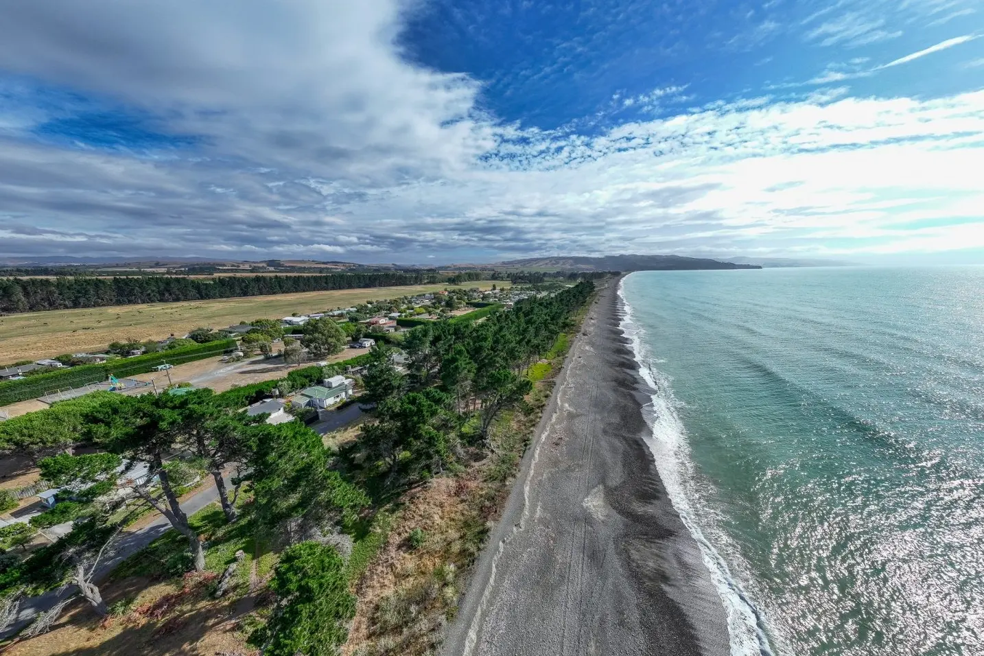 Coastal erosion . . . The Amberley Beach village faces threats from sea level rise. Photo: Supplied by Hurunui District Council