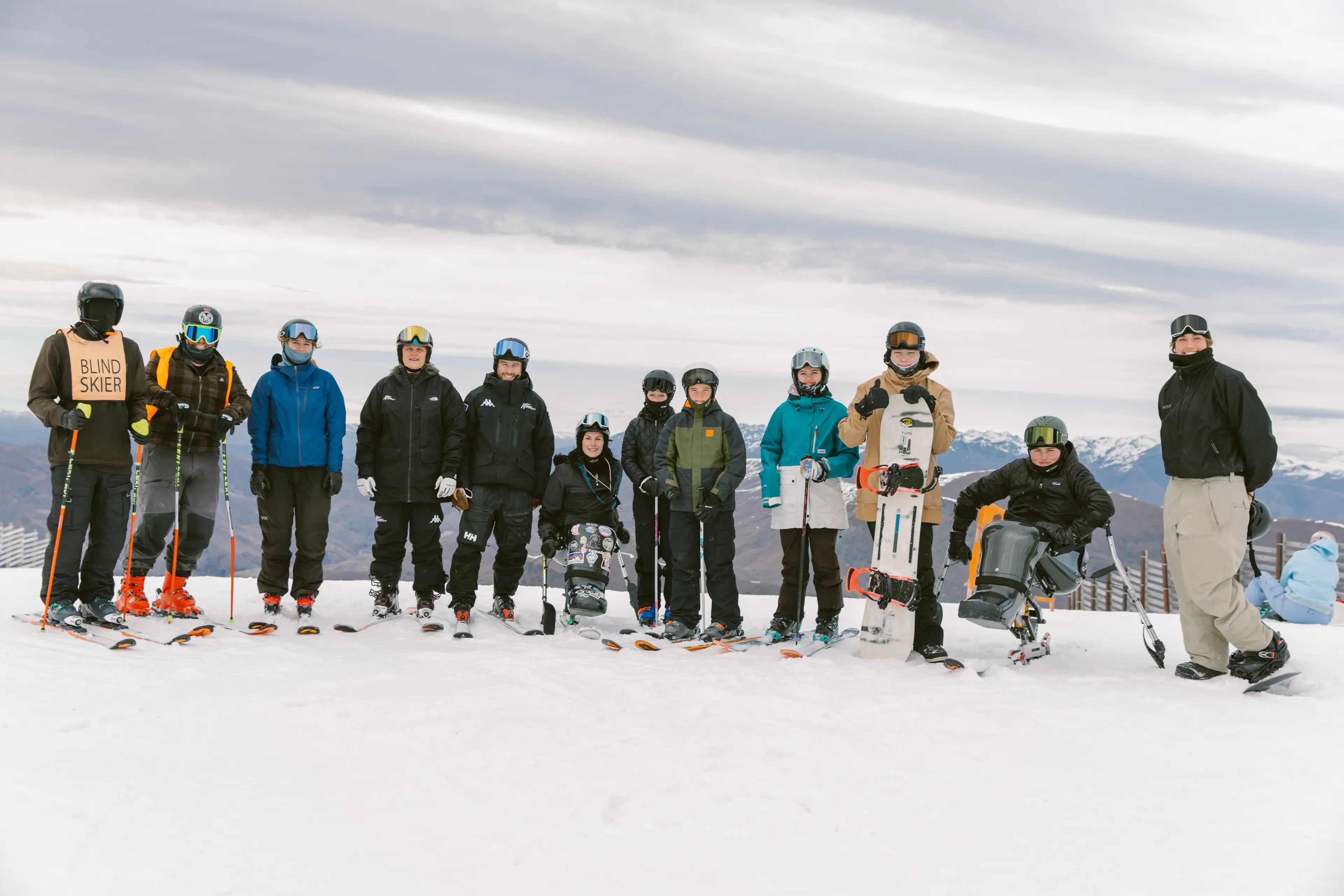 Para athletes and coaches gather at a para alpine skiing and snowboarding development camp at Cardrona Alpine Resort. Photo: Sammy Croft