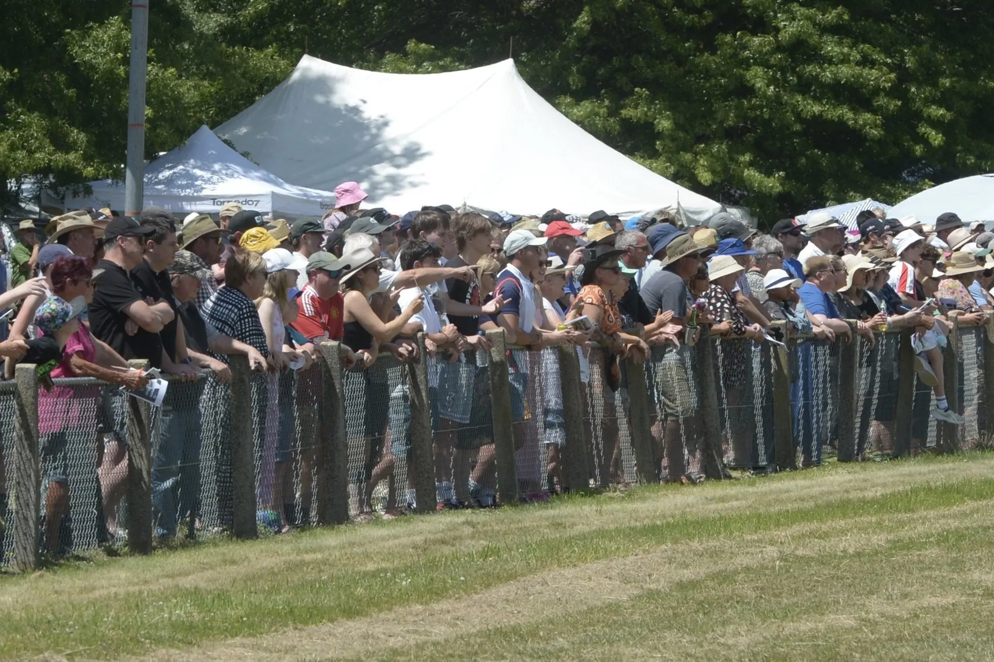 The crowd track side at the Central Otago Trotting Club meeting at Omakau in 2025. Photo: Gregor Richardson