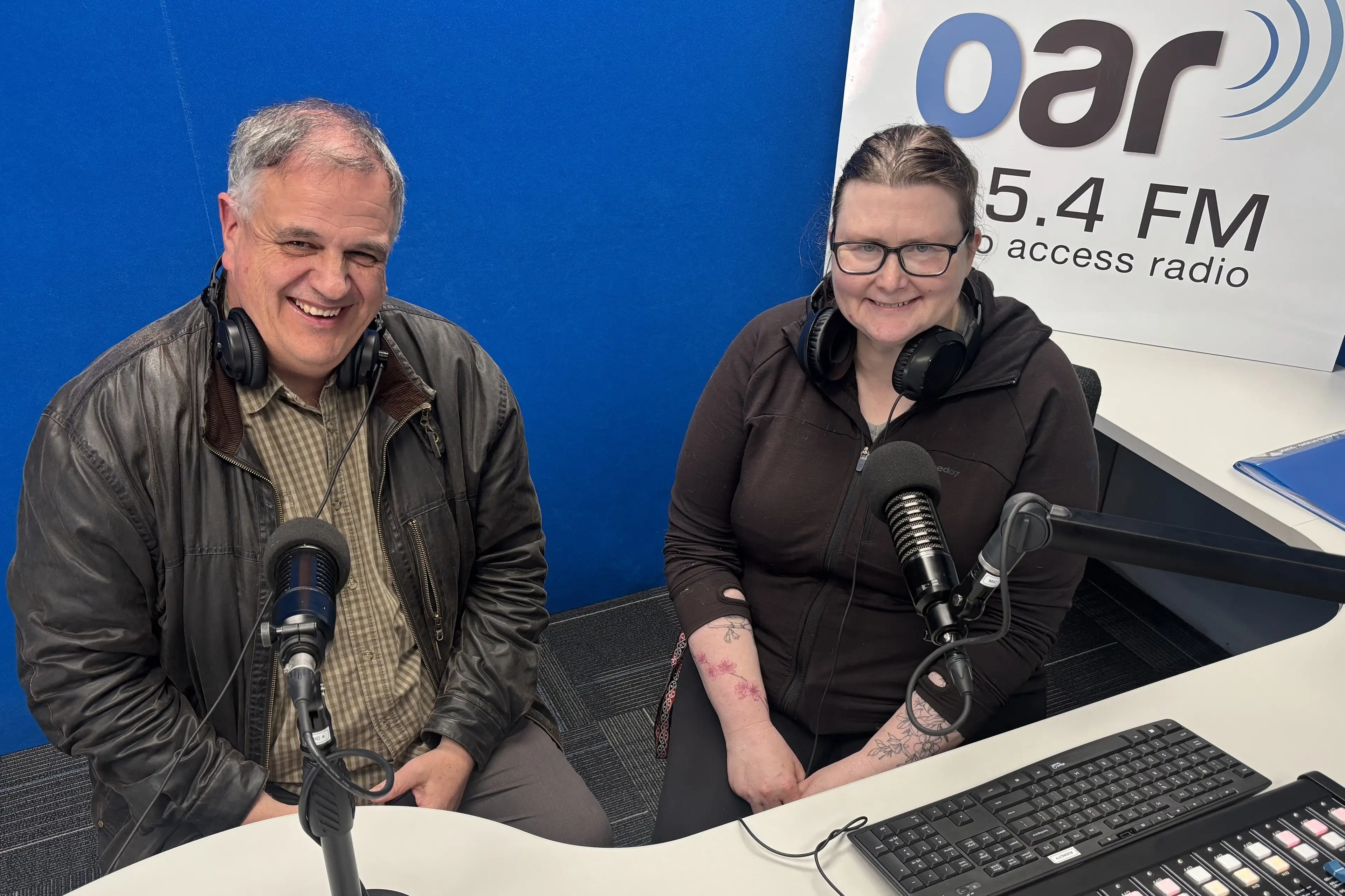 Grant Cooper and Vicki Wise from Otago Mental Health Support Trust host Mentally Sound on OAR FM. Photo: Supplied
