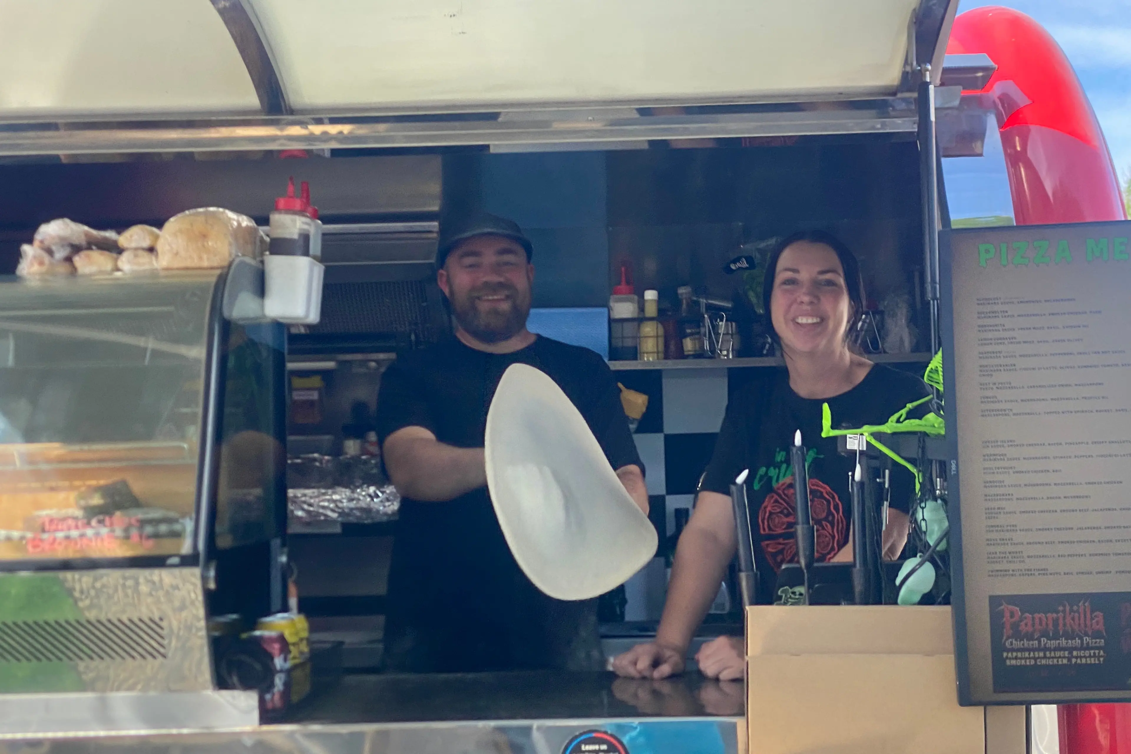 Cole and Natalie Lions at their \"permanently Halloween themed\" food caravan on Talbot St. Photo: Shelley Inon