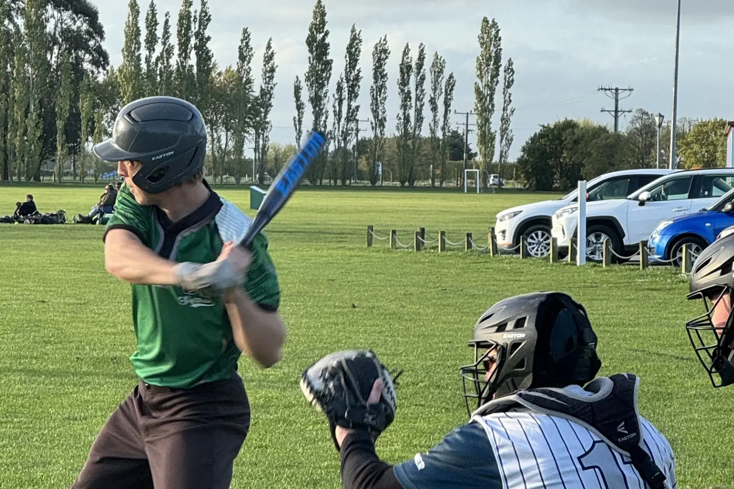 Development Team 2nd baseman Regan Dickson waits on the ball. Catcher for Fairfield is Heath Lyttle. Photo: Supplied
