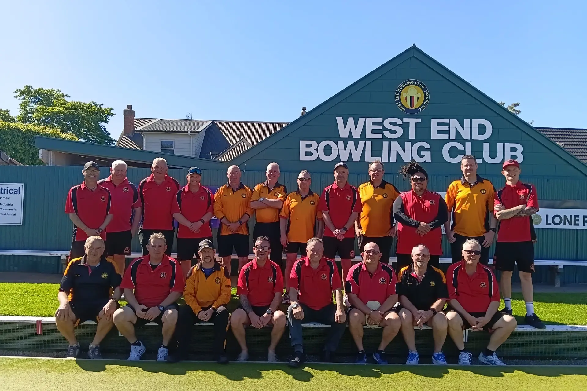 Town bowlers (in red) took the Kerr Trophy over Country players (in yellow) on Saturday. Photo: Supplied
