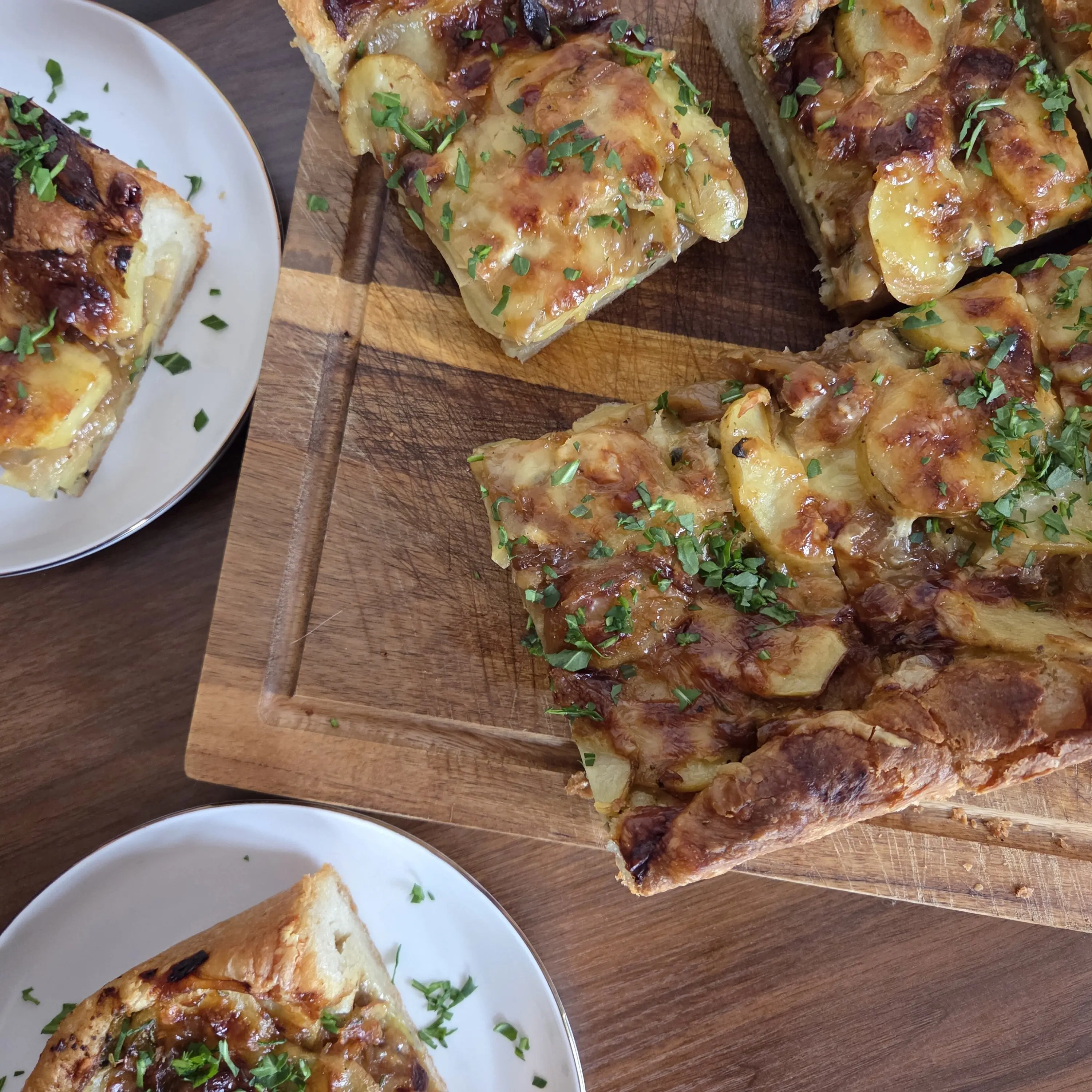 Cheddar, potato and caramelised onion focaccia