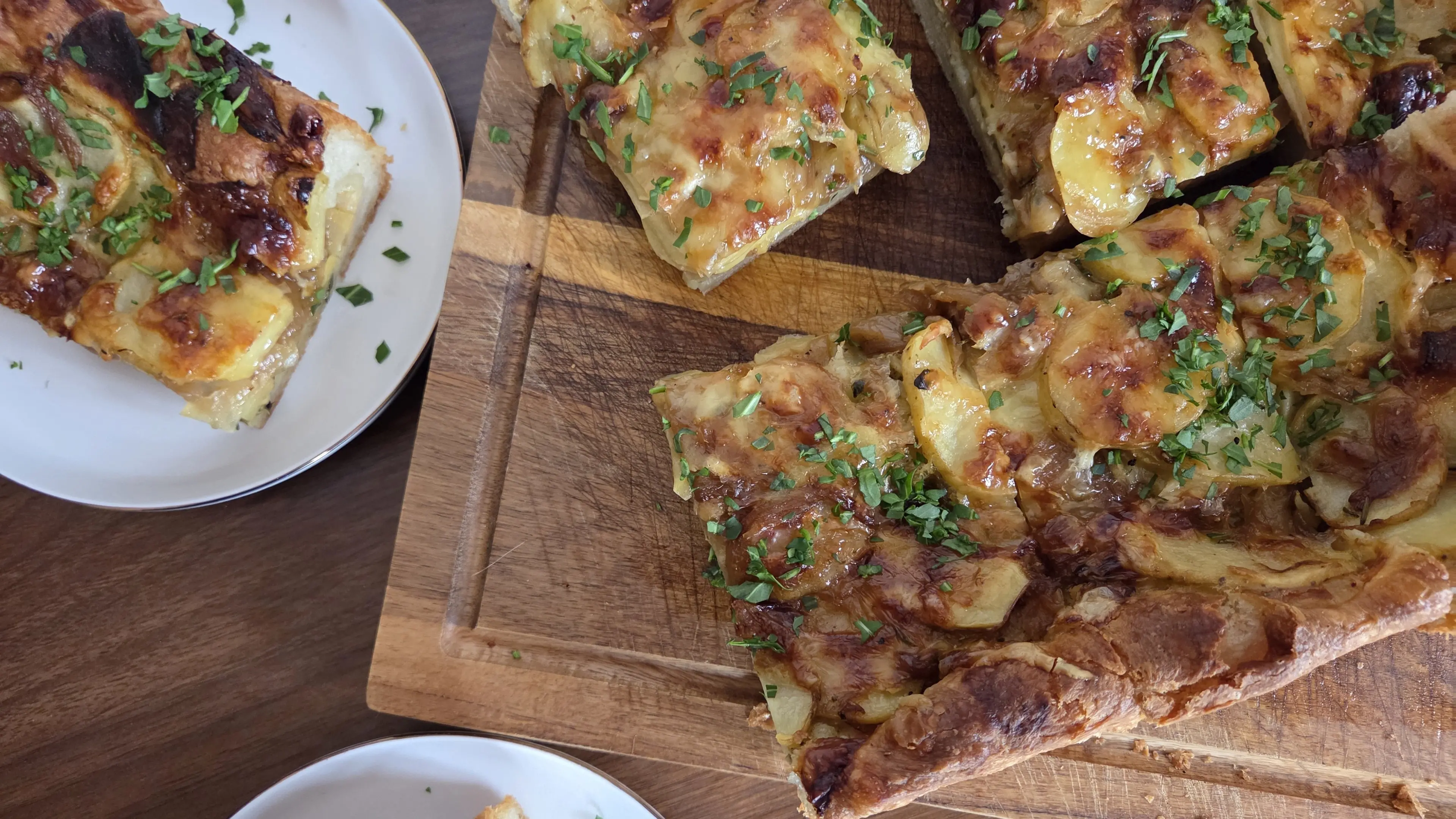 Cheddar, potato and caramelised onion focaccia
