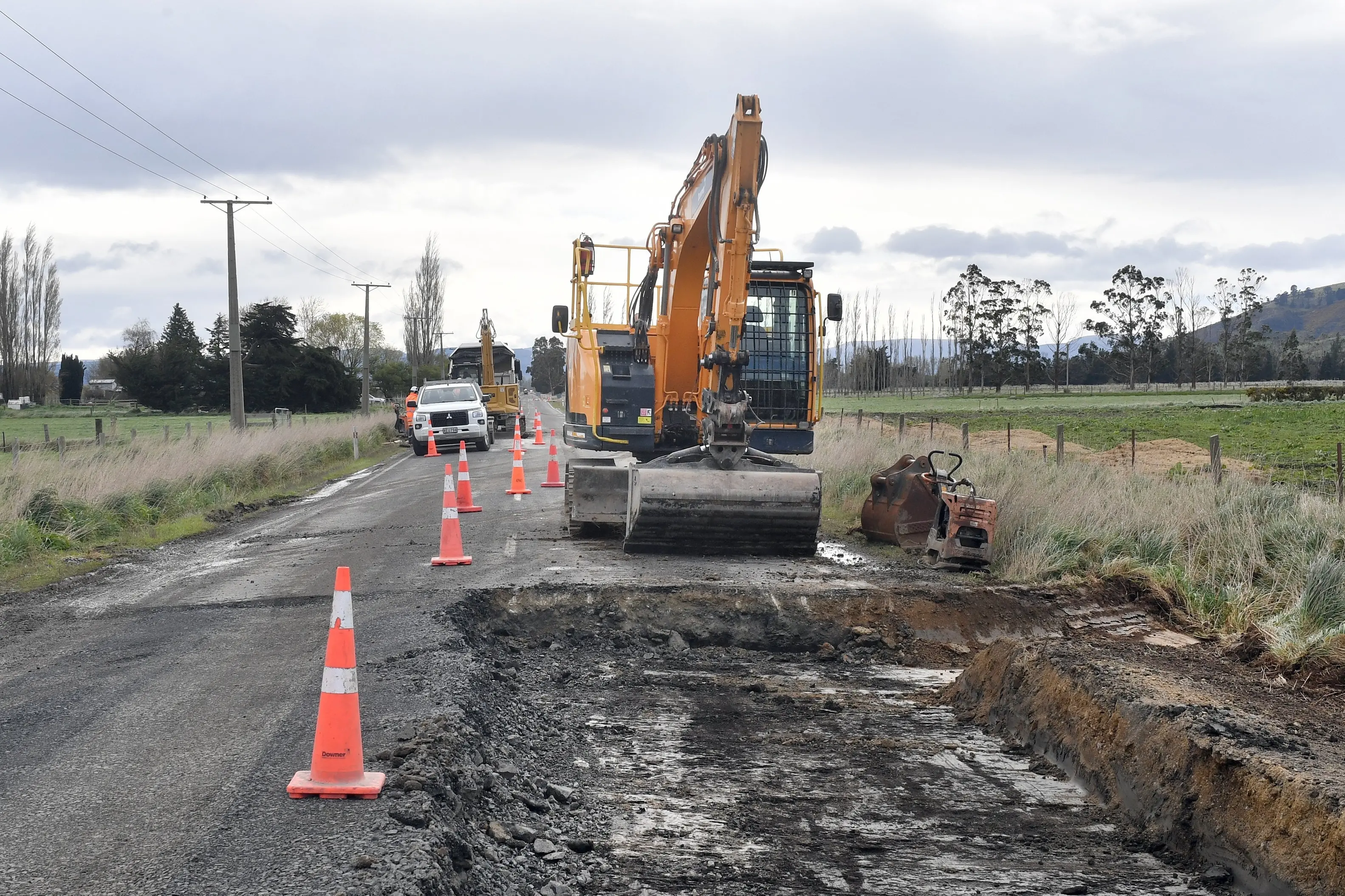 Work was done on Centre Rd last month after it was damaged by heavy traffic detoured off it as road works goes on.Photo: Stephen Jaquiery