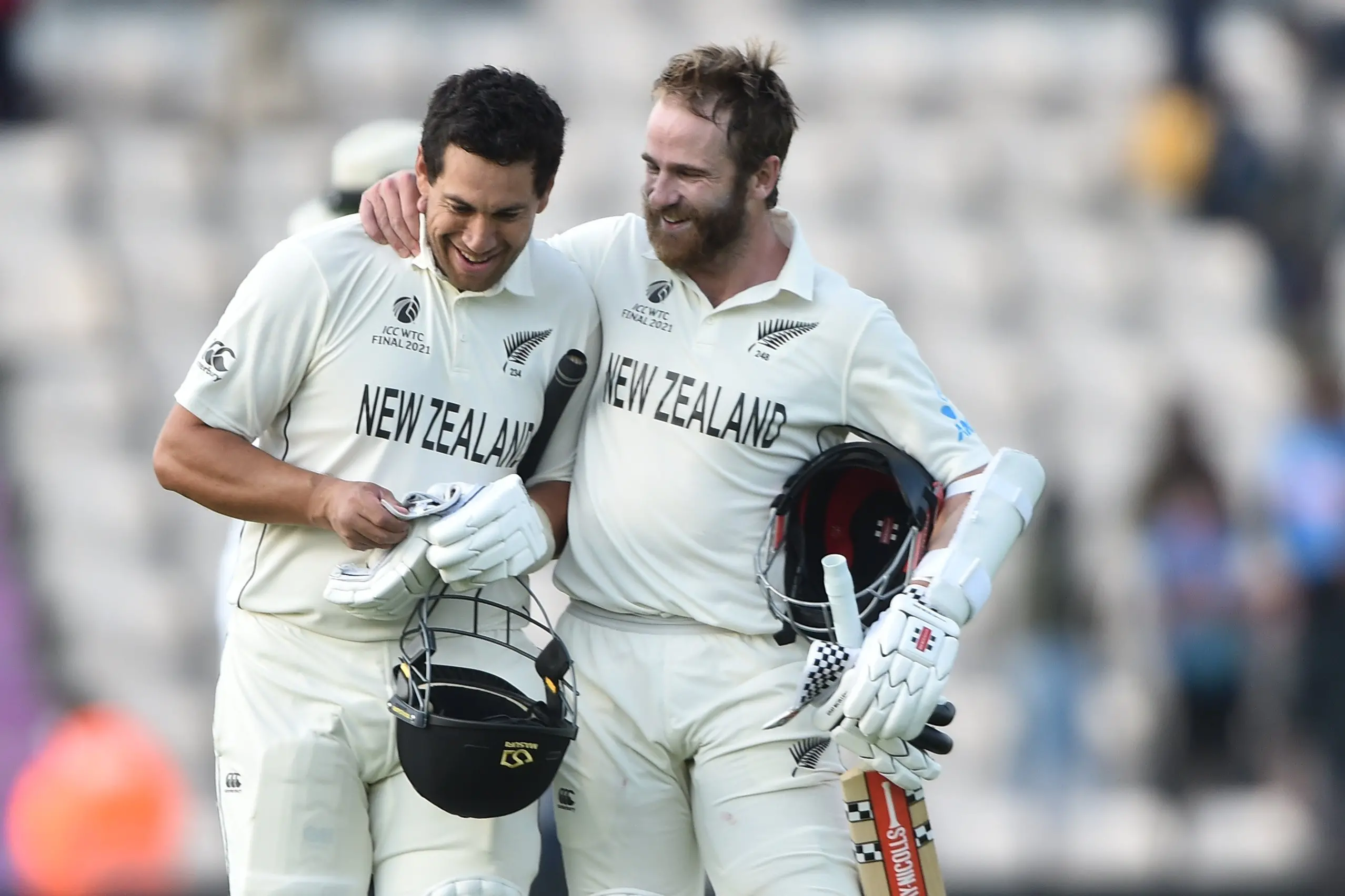 The greatest day ever. Ross Taylor and Kane Williamson celebrate winning the ICC World Test Championship final. Photo: Getty Images