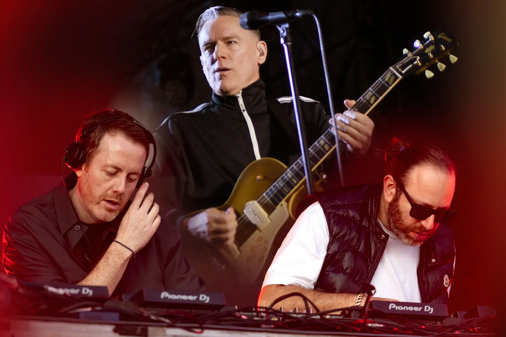 Bryan Adams (centre) and British drum and bass duo Chase & Status are two international acts that are coming to Dunedin in March 2027. Photo: Supplied