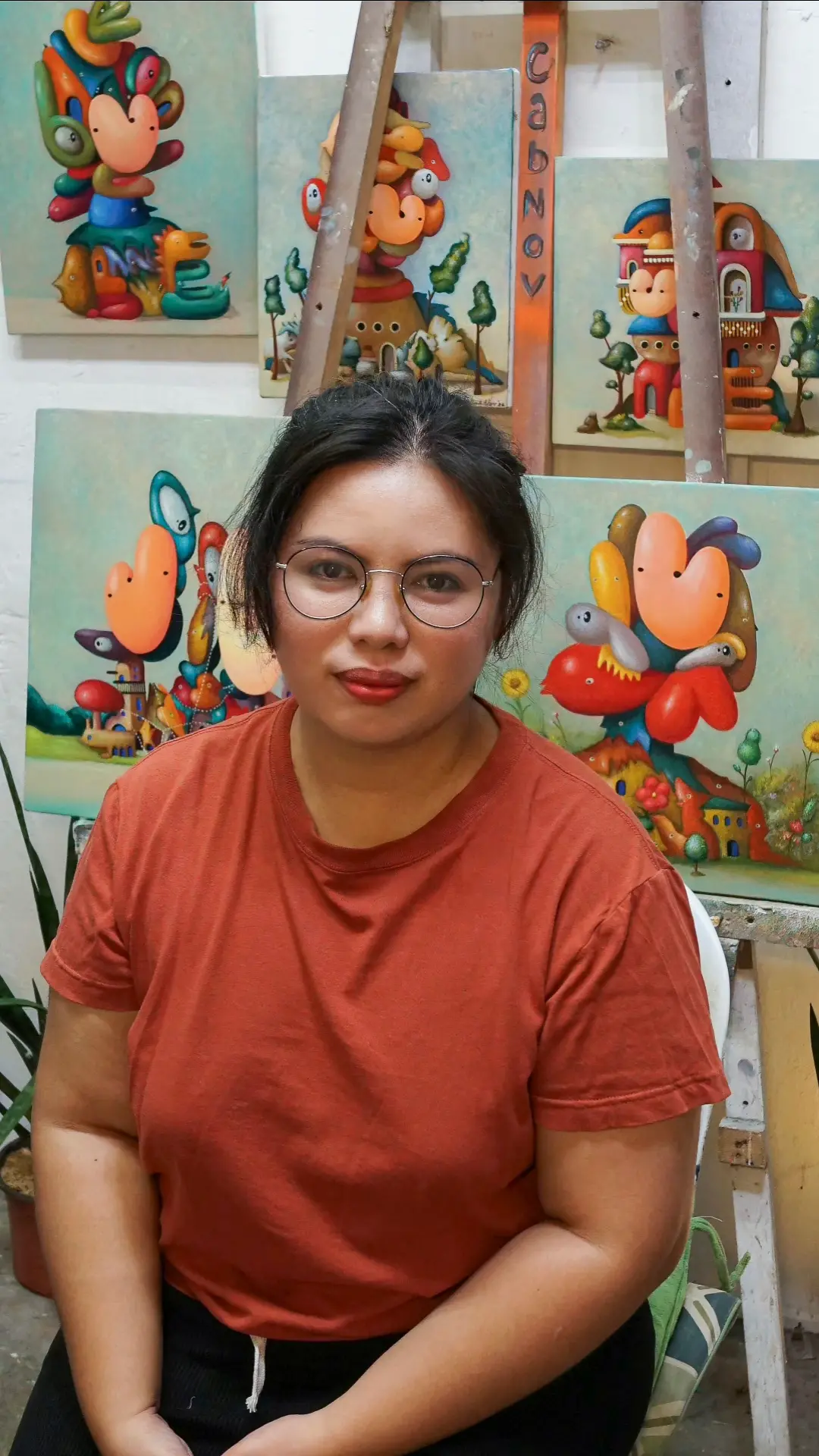 Hidden meanings: Cabnov with some of the paintings from her exhibition \\u2018Mental Landscapes\\u2019.
