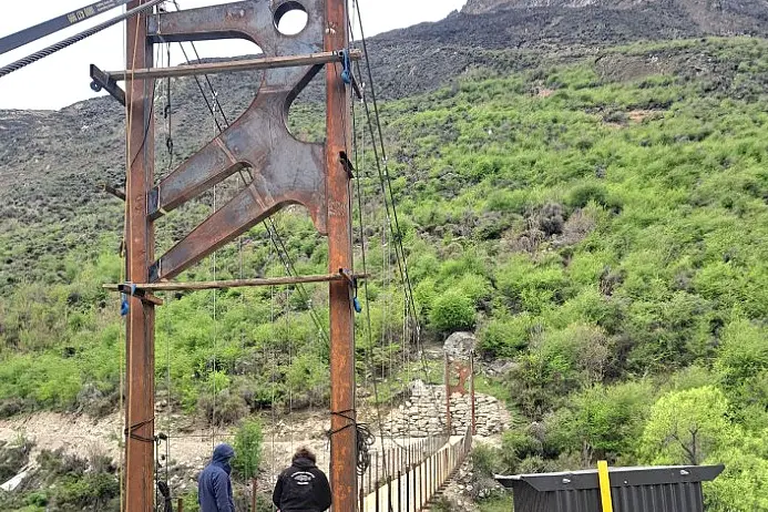 Coming soon: Work continues on a suspension bridge on the Kawarau Gorge Trail. Photo: Southern Lakes Trails