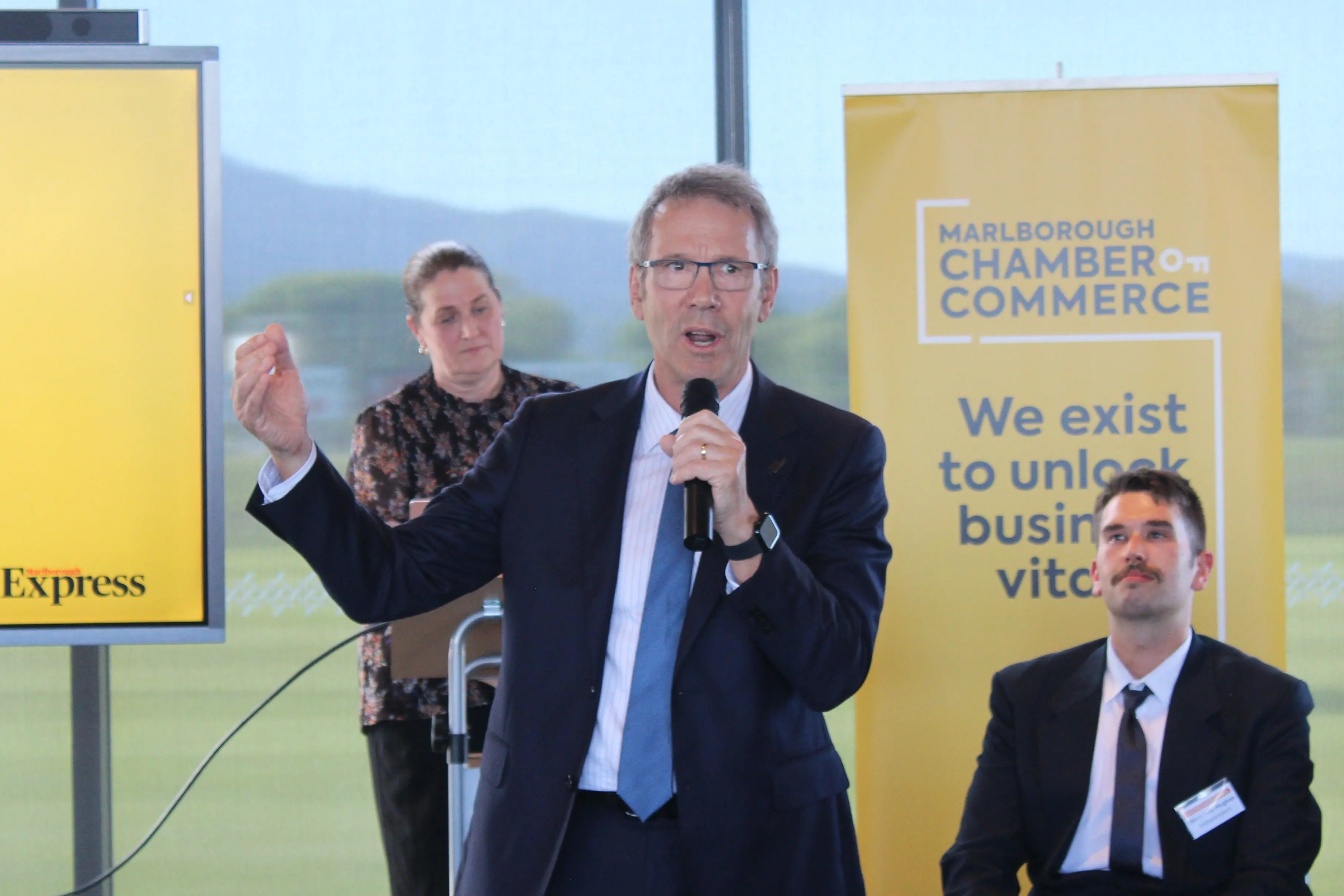 National candidate Stuart Smith has told attendees at a meet the candidates evening that staff problems at Wairau Hospital are due to difficulties attracting healthcare workers to the region. Photo: Kira Carrington/LDR